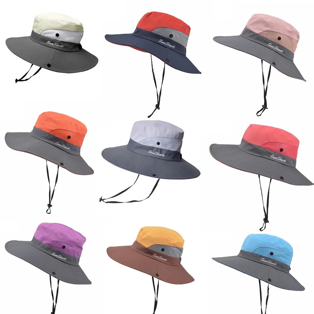 Outdoor Wide-Brim Foldable Sun Hat with Ponytail-Hole 1