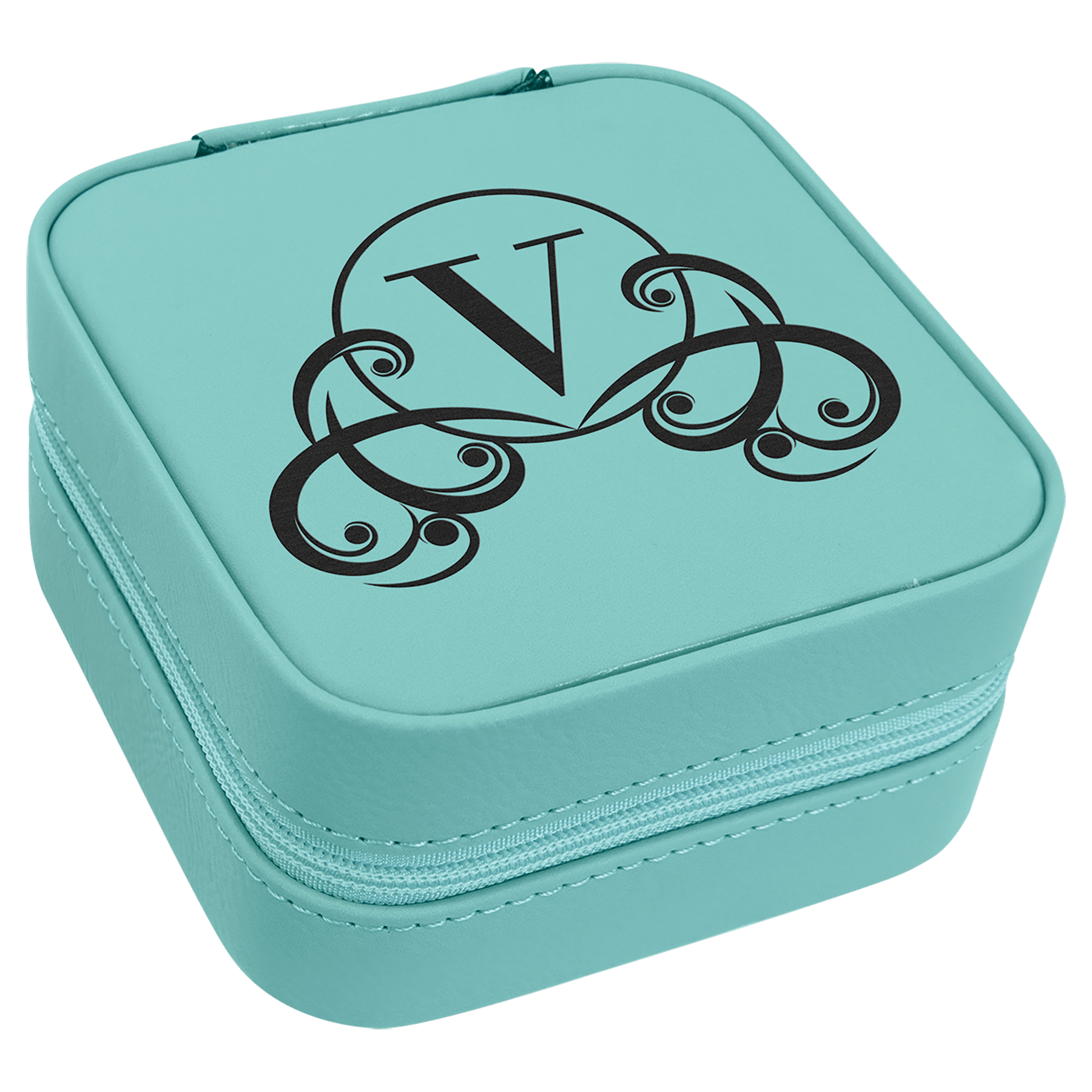 4" X 4" Laserable Leatherette Travel Jewelry Box With Tan Lining 3