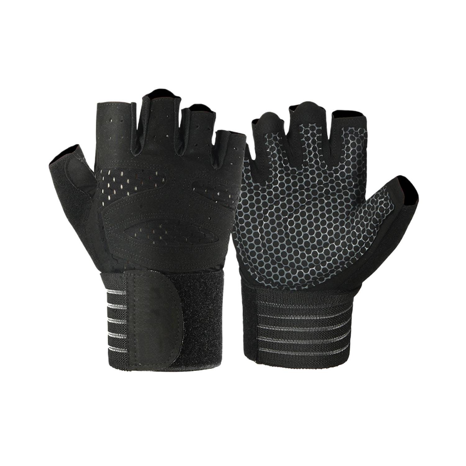 Unisex Padded Gym Workout Gloves w/ Adjustable Wrist Strap 2