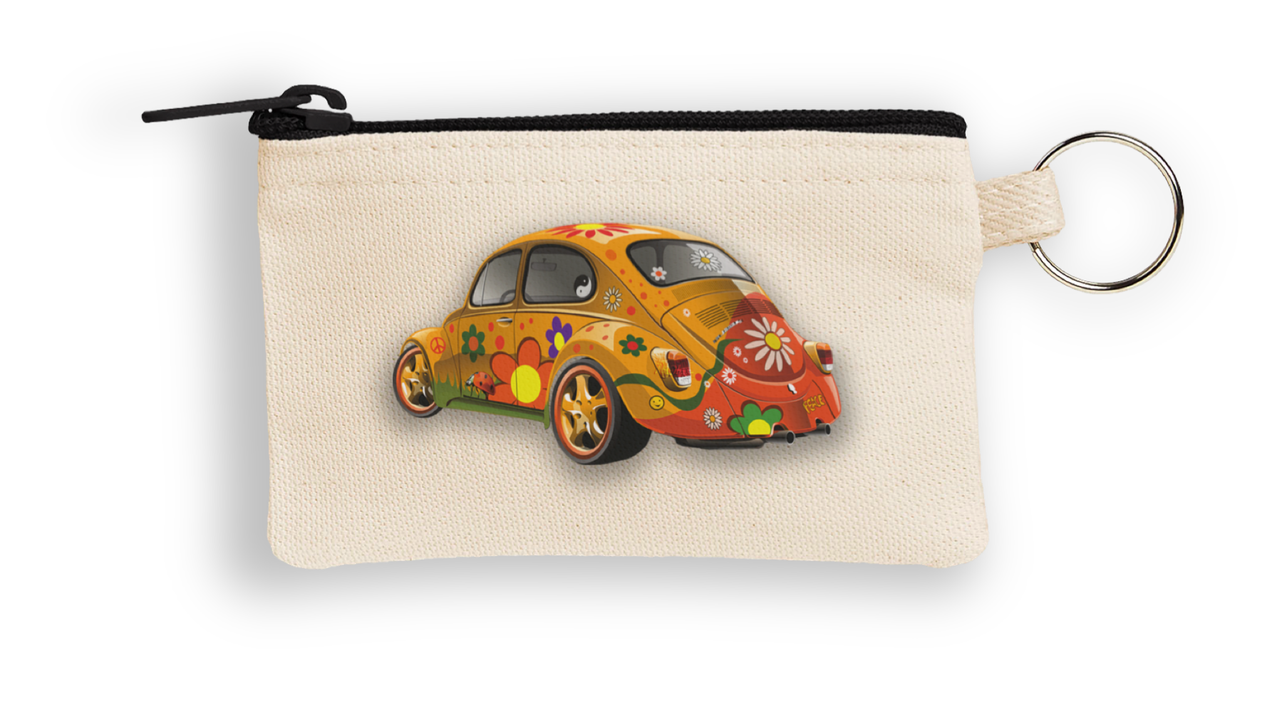 Canvas Key Ring Pouch with Black Zipper 6