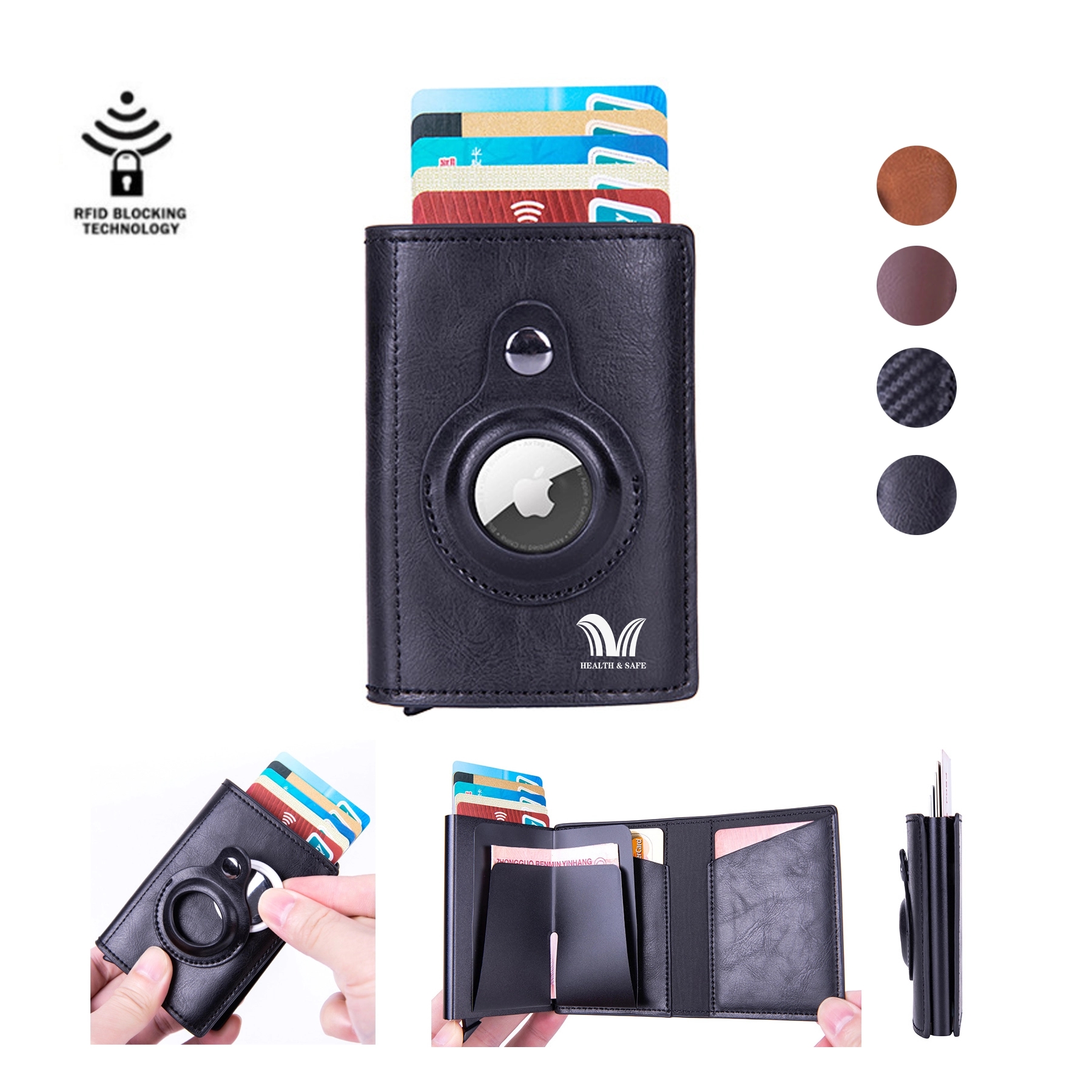 AirTag Slim Wallet With Money Clip RFID Credit Card Holder 2