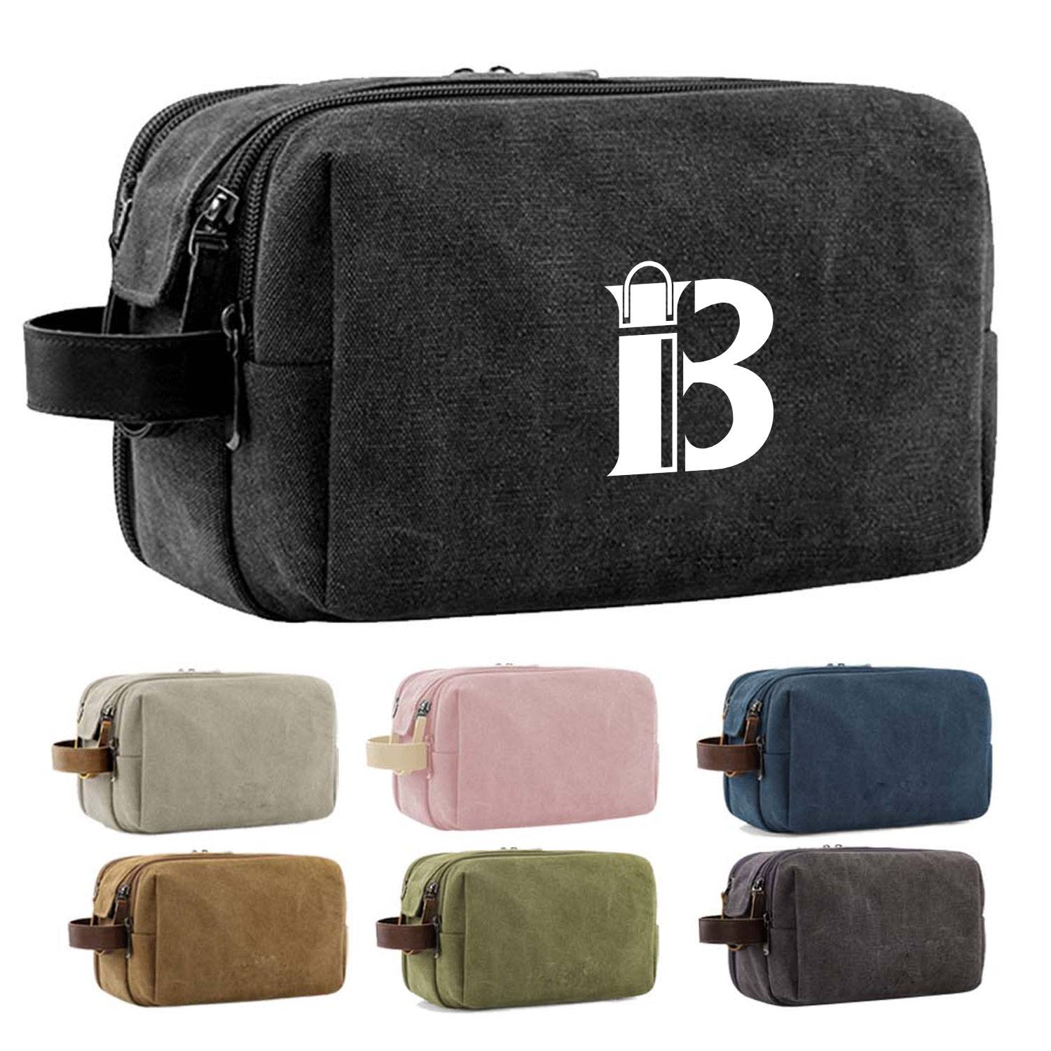 Double Zipper Canvas Travel Toiletries Storage Bag 17