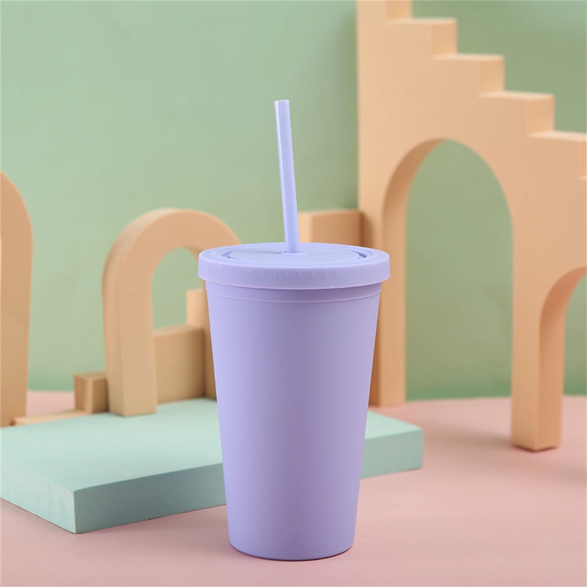 16Oz Colored Acrylic Cups With Lids And Straws 1