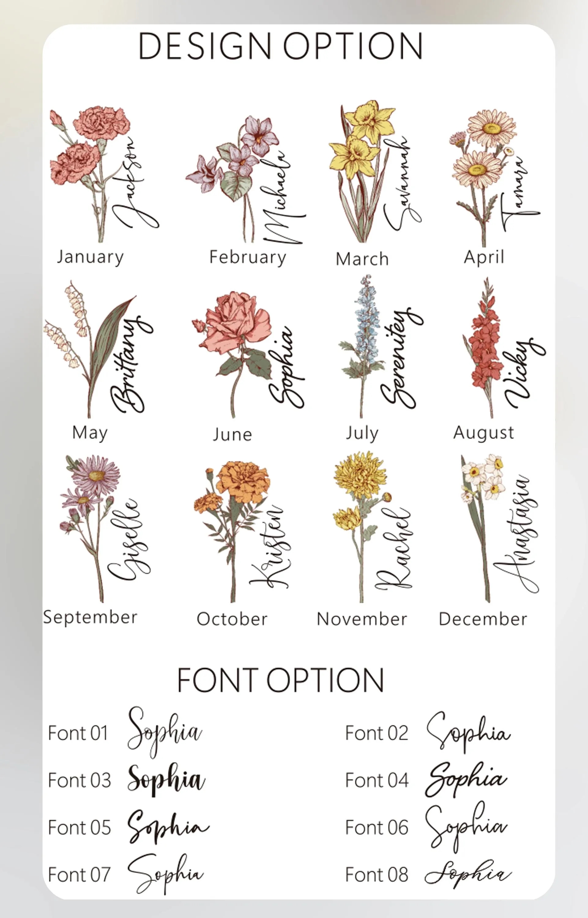 Personalized Birth Flower Tumbler With Name 6
