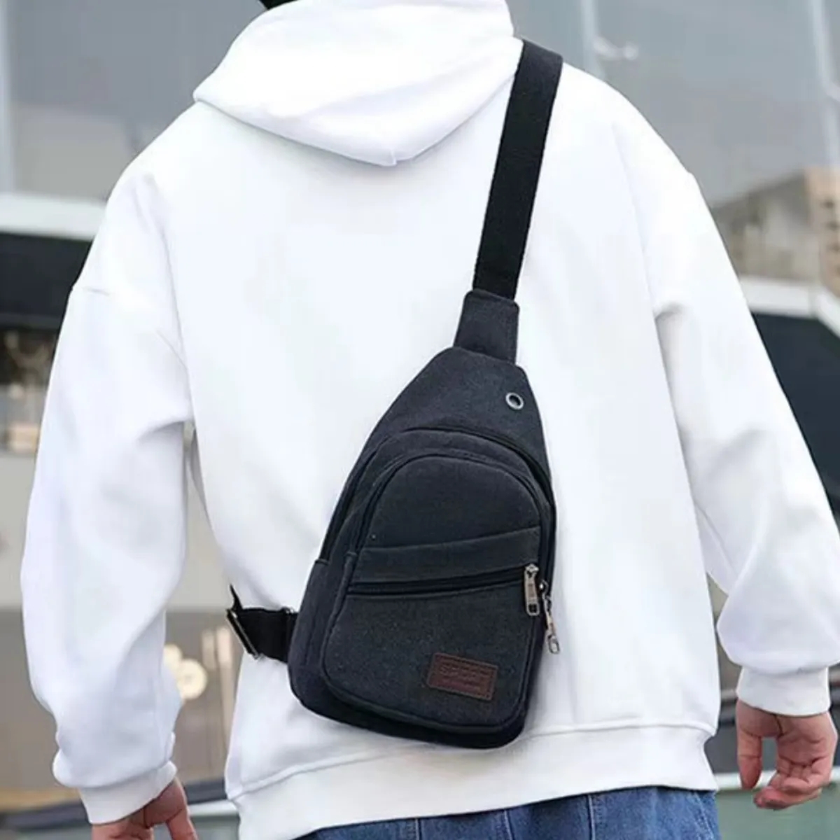 Casual Canvas Crossbody Sling Bag with Earphone Port 6
