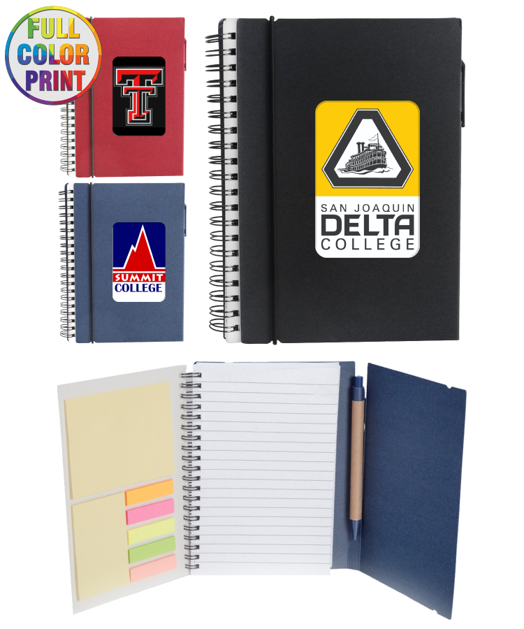 Eco Spiral Notebook W/Sticky Notes and Flags & Pen -Full Color 2