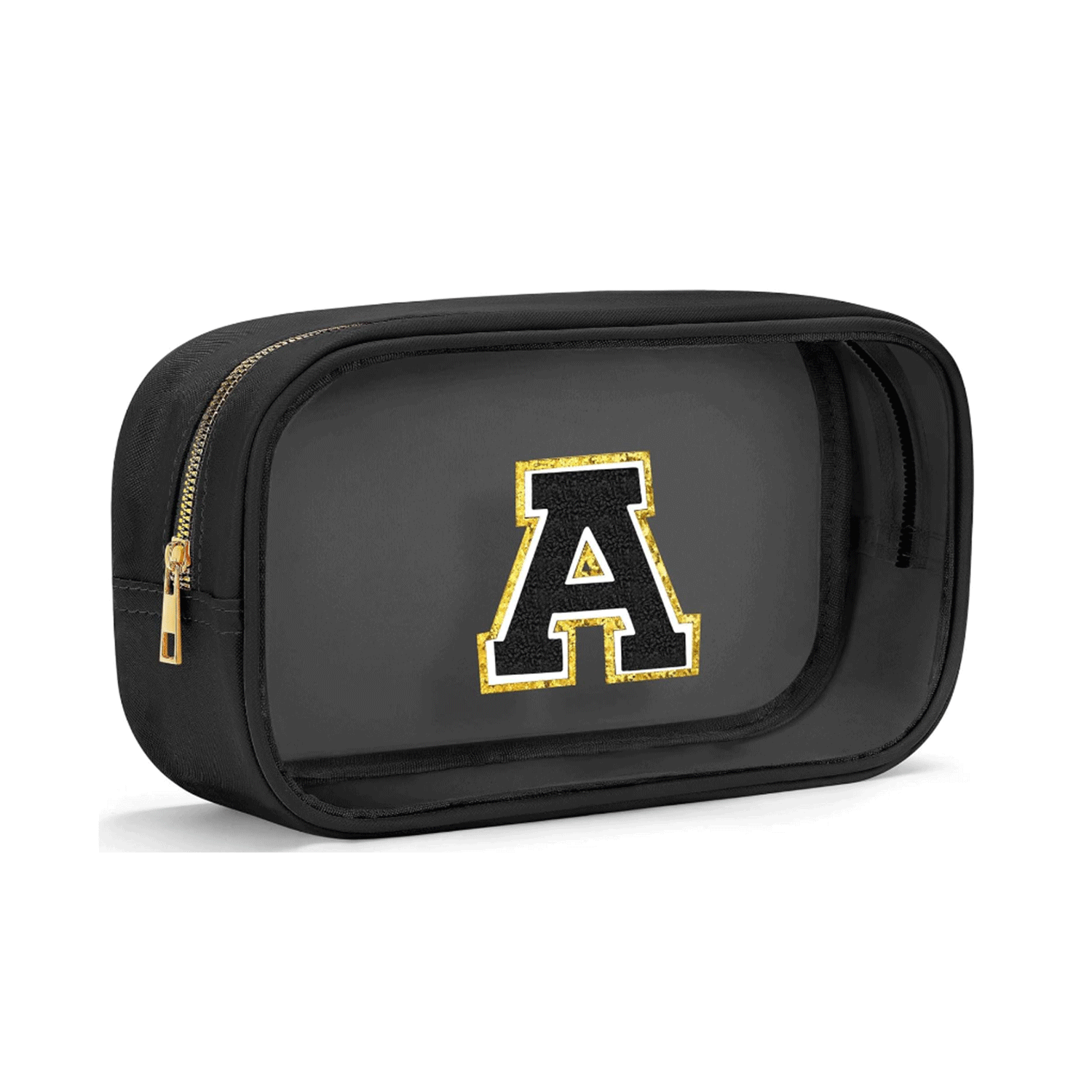 PVC and PU Leather Clear Makeup Bag W/ Initial Letter 3