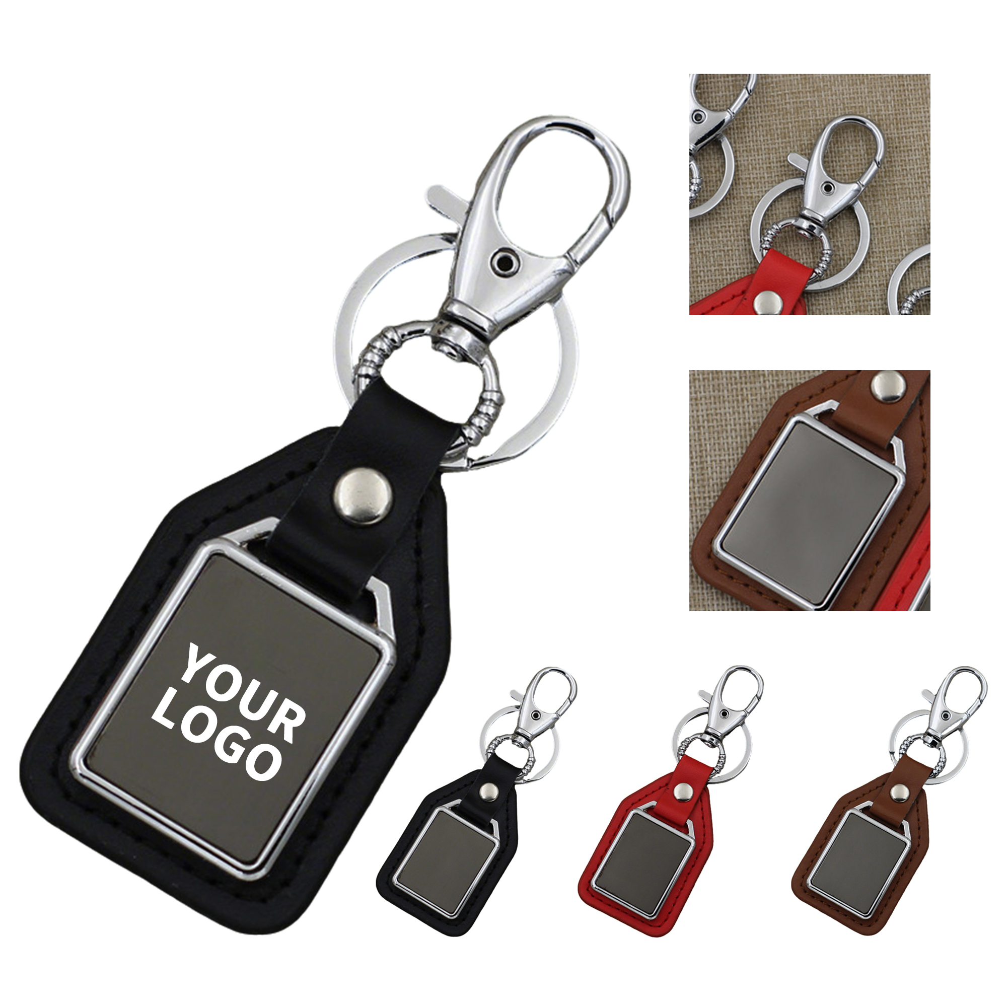 Leatherette Key Ring With Engravable Metal Tab 4.5" Length X 1.5" Width 2