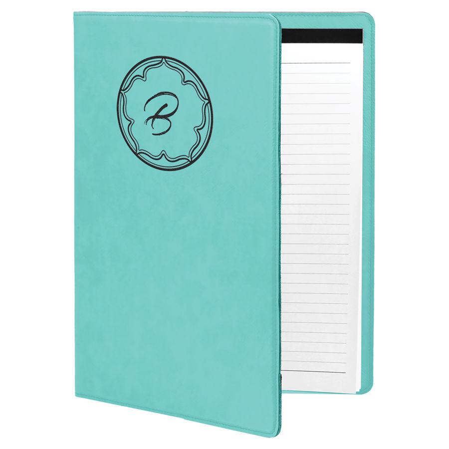 7" x 9" Teal Leatherette Small Portfolio with Notepad 2