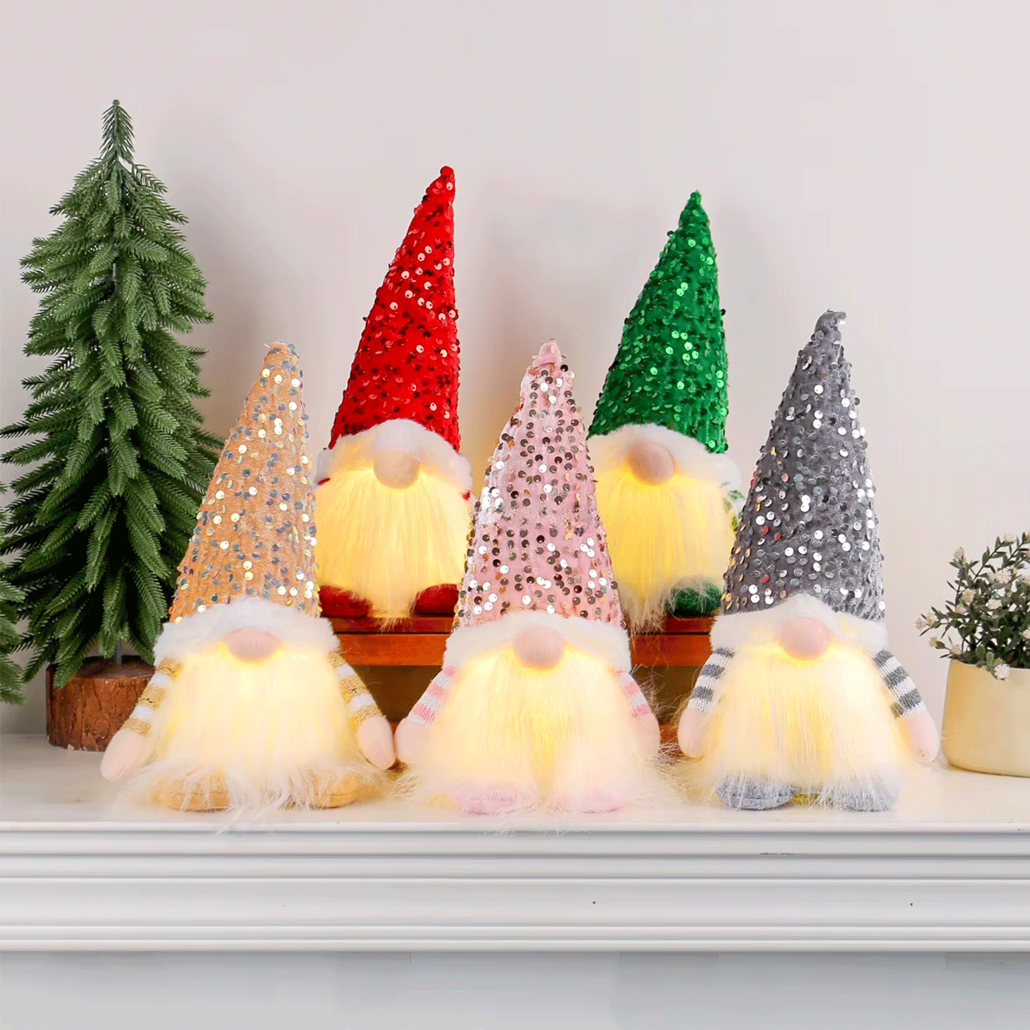 LED-illuminated Lights art faceless Christmas Dwarf Doll 11