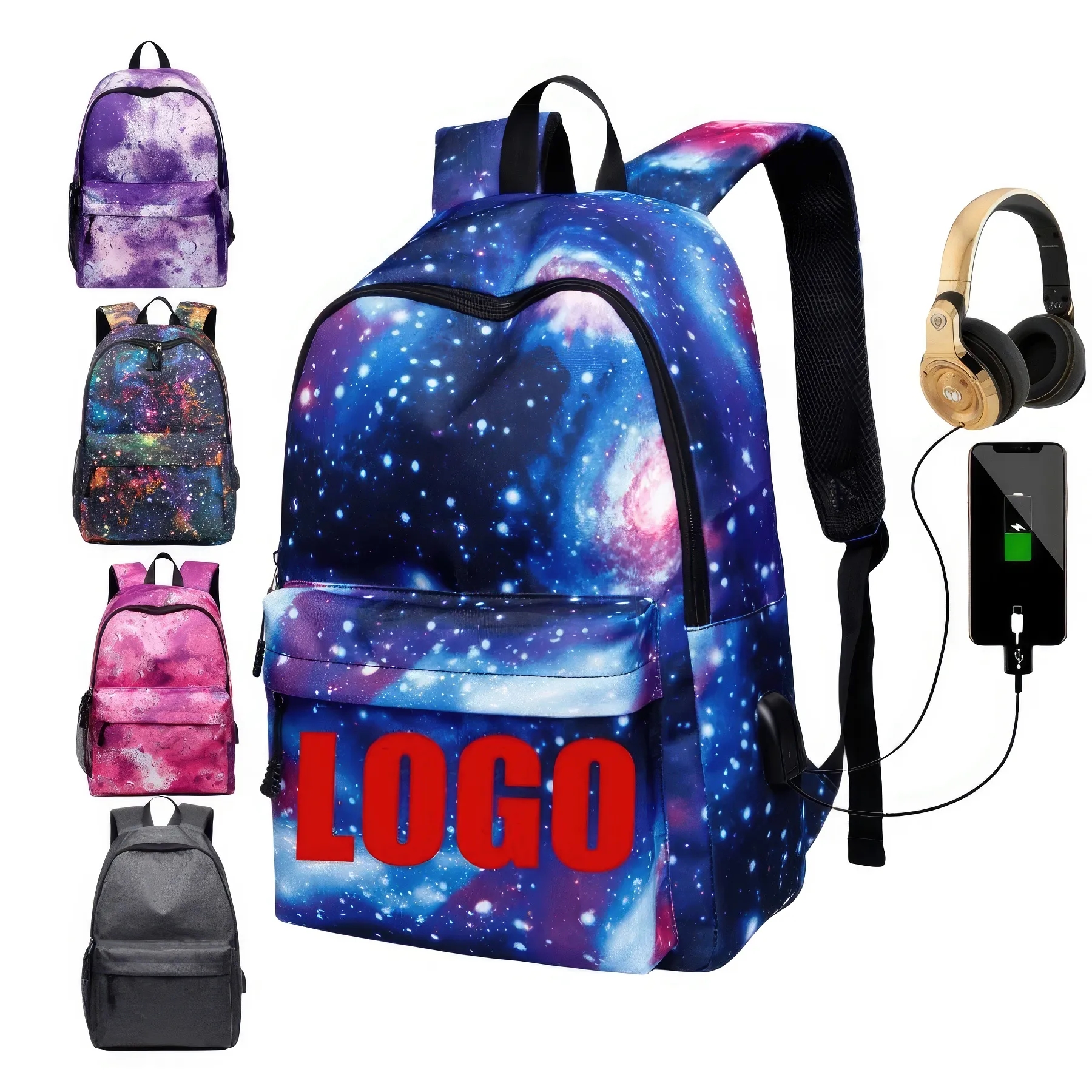 Starry Travel School Sports Backpack with USB Port 2