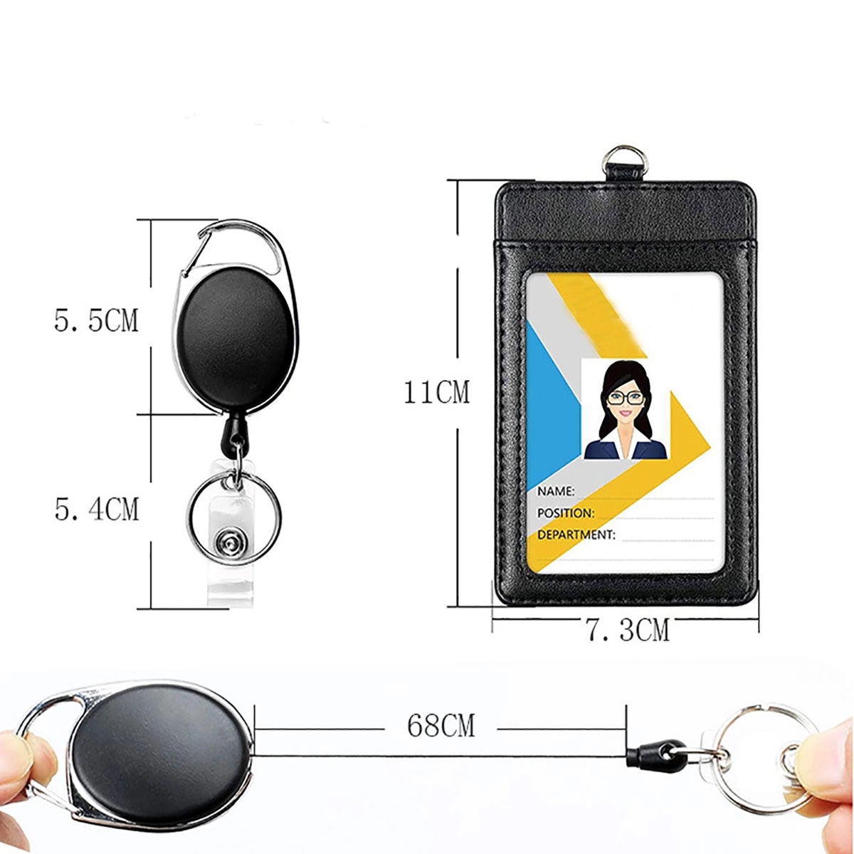 Vertical Pu Leather Id Badge Card Holder 2