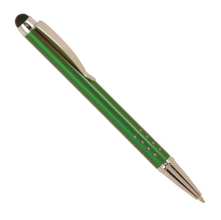 Laser Engraved Green Gloss Ballpoint Pen with Stylus 2