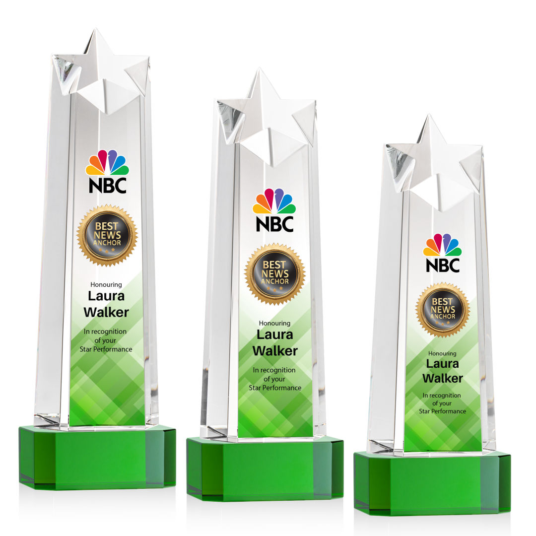 Delaware Star VividPrint™ Award on Base - Green 2
