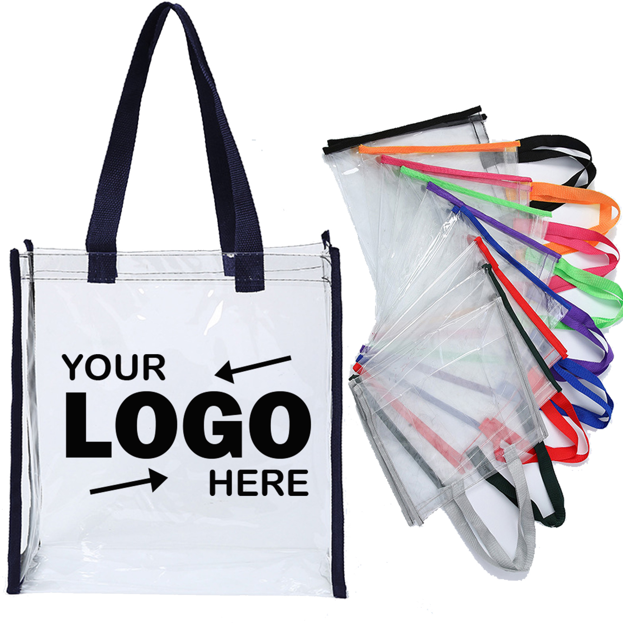 Transparent PVC Tote Bag With Colorful Handles 2