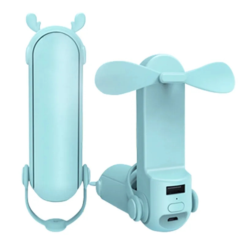 Portable Folding USB Power Bank Charging Small Fan 5