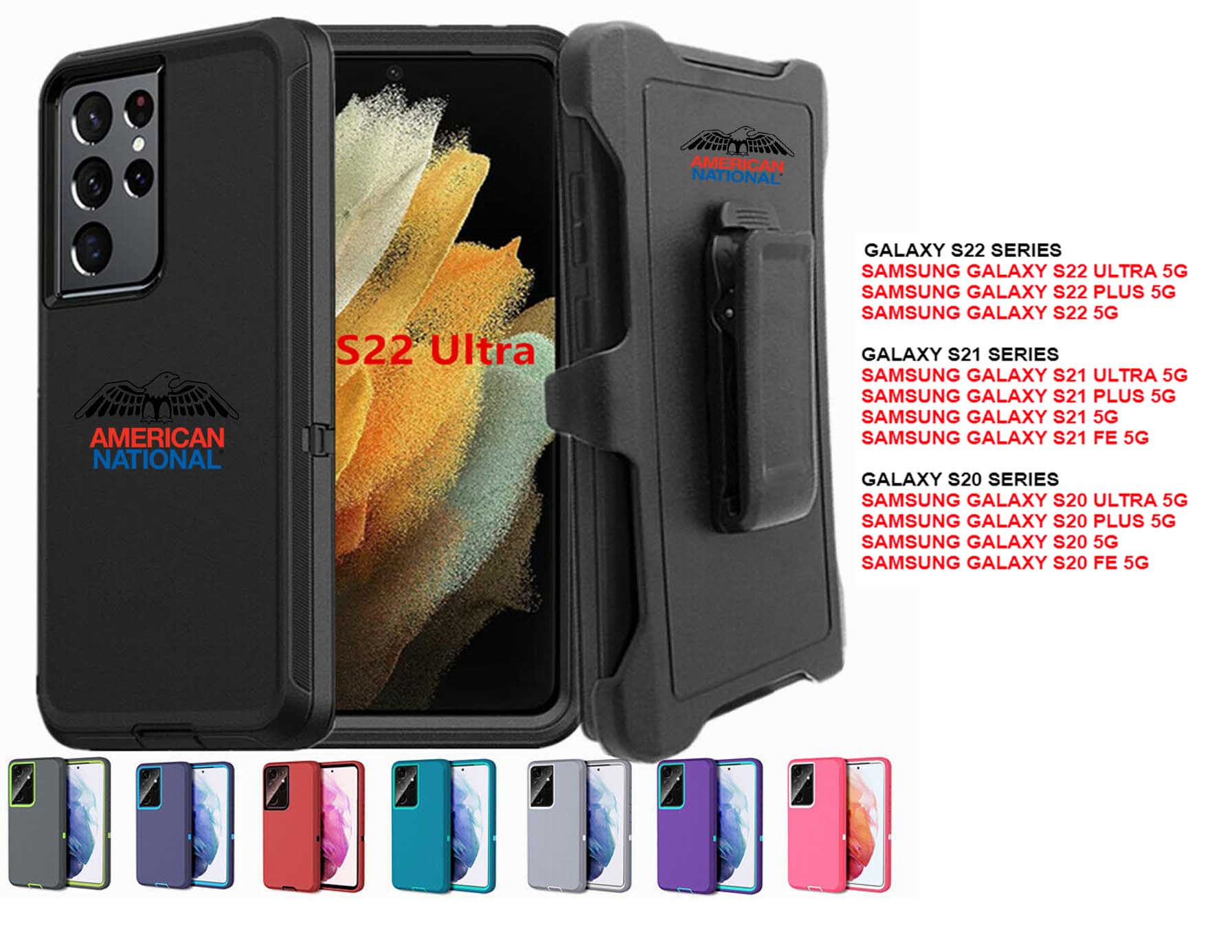 iBank® Shockproof Defender Case with Belt Clip compatible with Galaxy phones 3