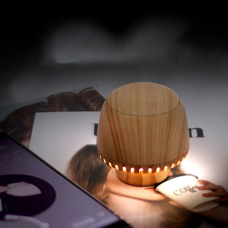 Wood Grain Bluetooth Speaker w/LED Night Light 2