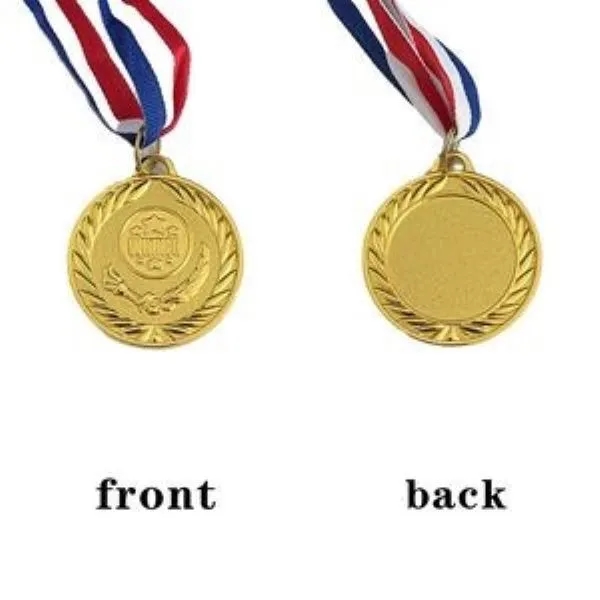 2" Custom Gold Award Medals W/ Stripes Neckband 2