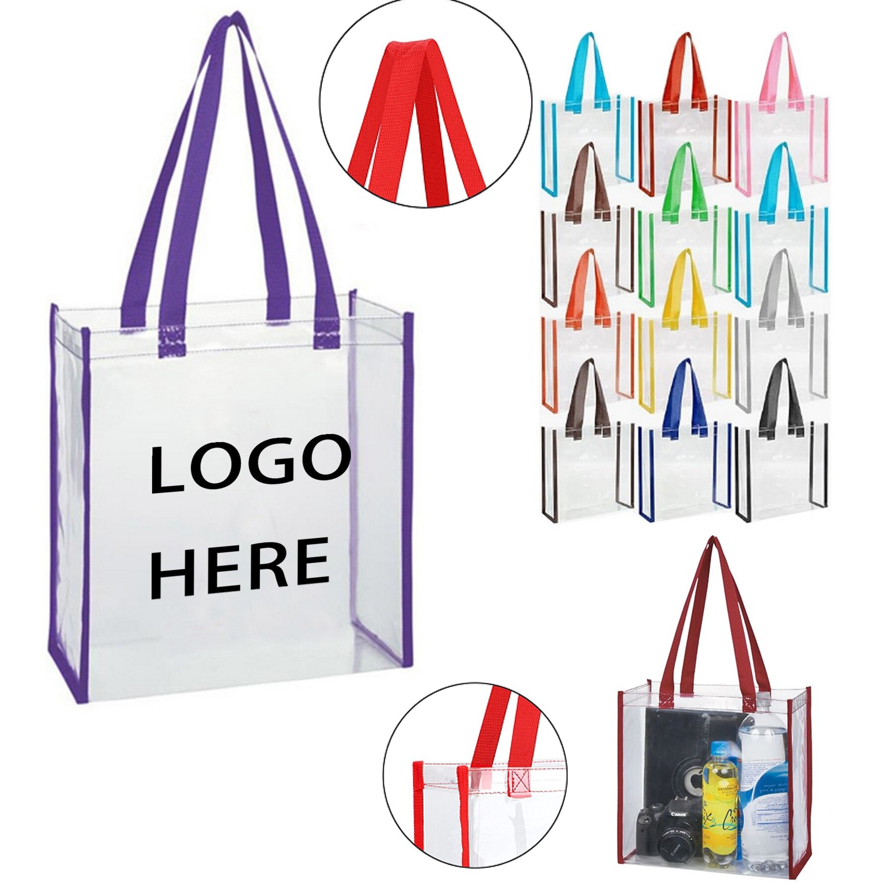 Stadium Approved Clear Transparent Pvc Tote Bag (12"X12"X6") 7