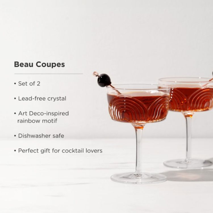Viski® Deco Beau Crystal Coupe, set of 2 6