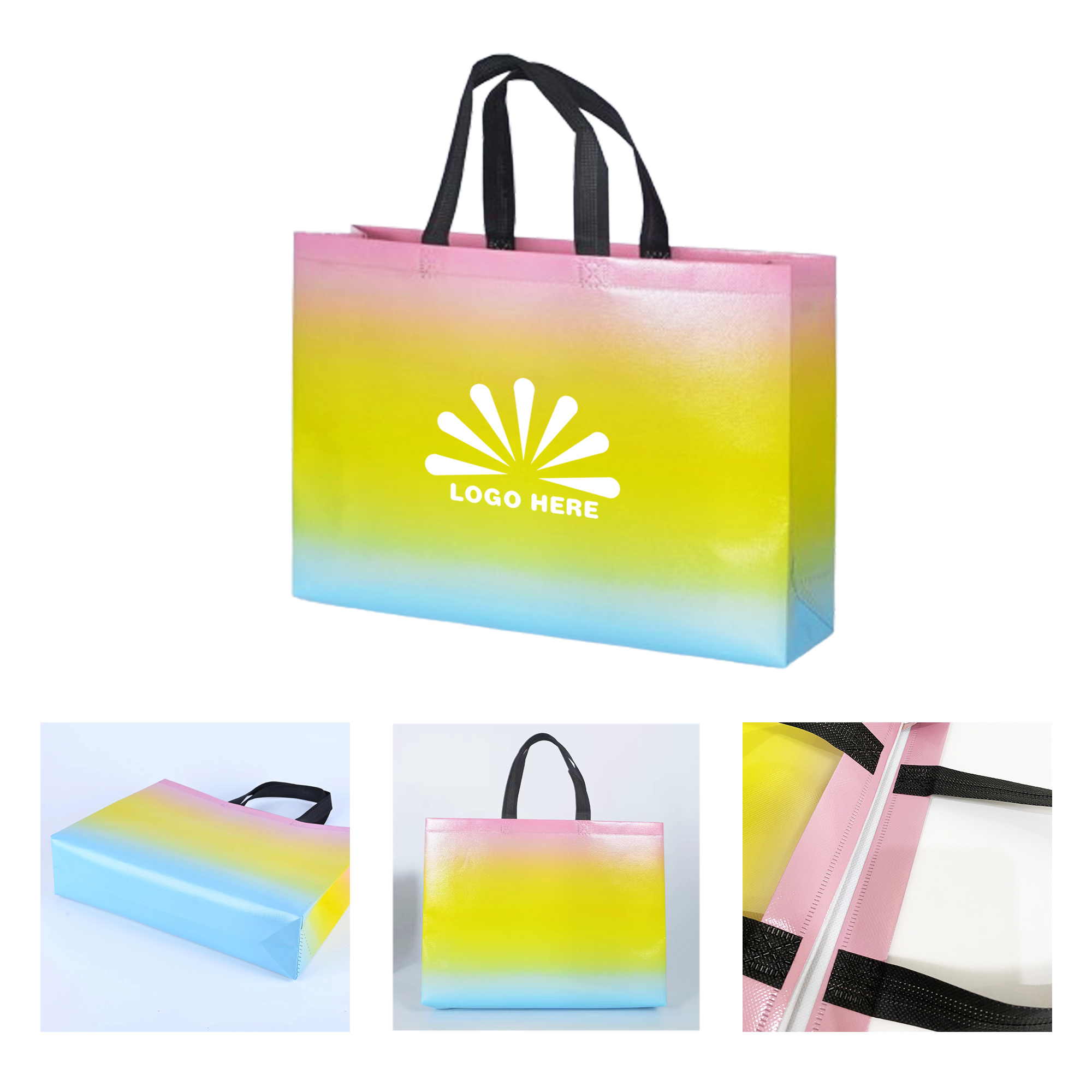 Gradient Color Non-Woven Grocery Tote Bag 3