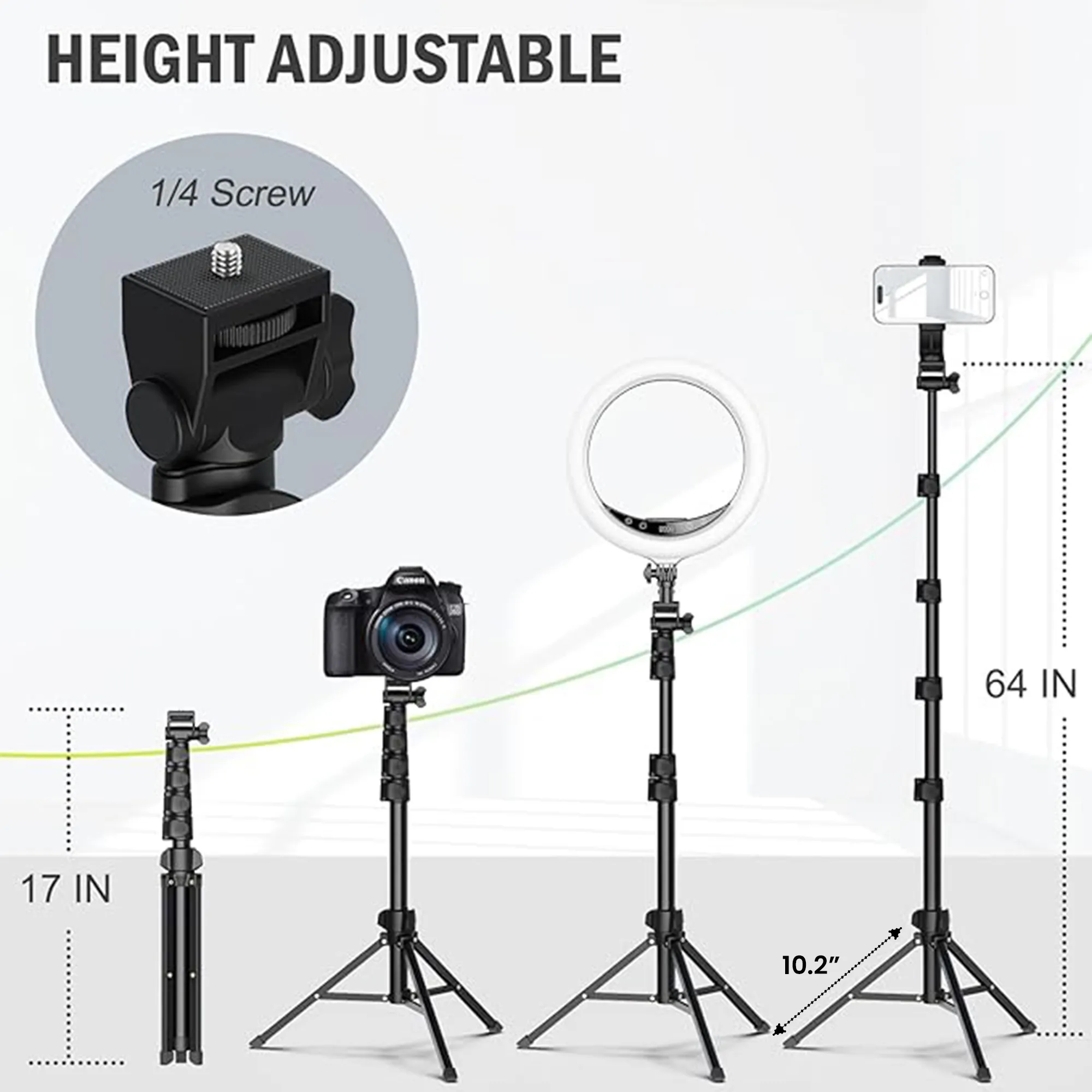64-Inch Tripod for Mobile Phone and Camera with Remote Contr 5