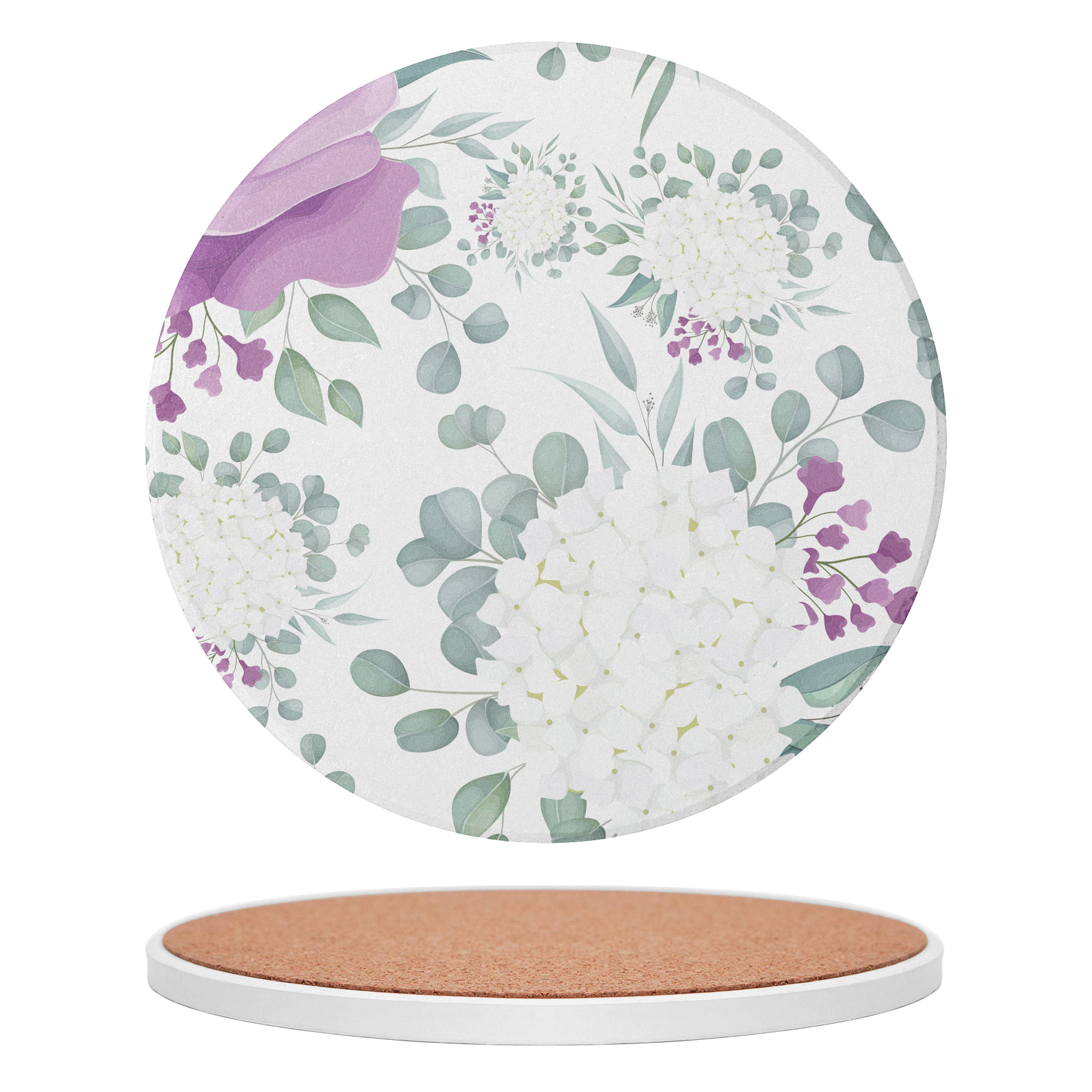 Custom 3.5'' Ceramics Heat-Insulating Coaster With Cork Base 5