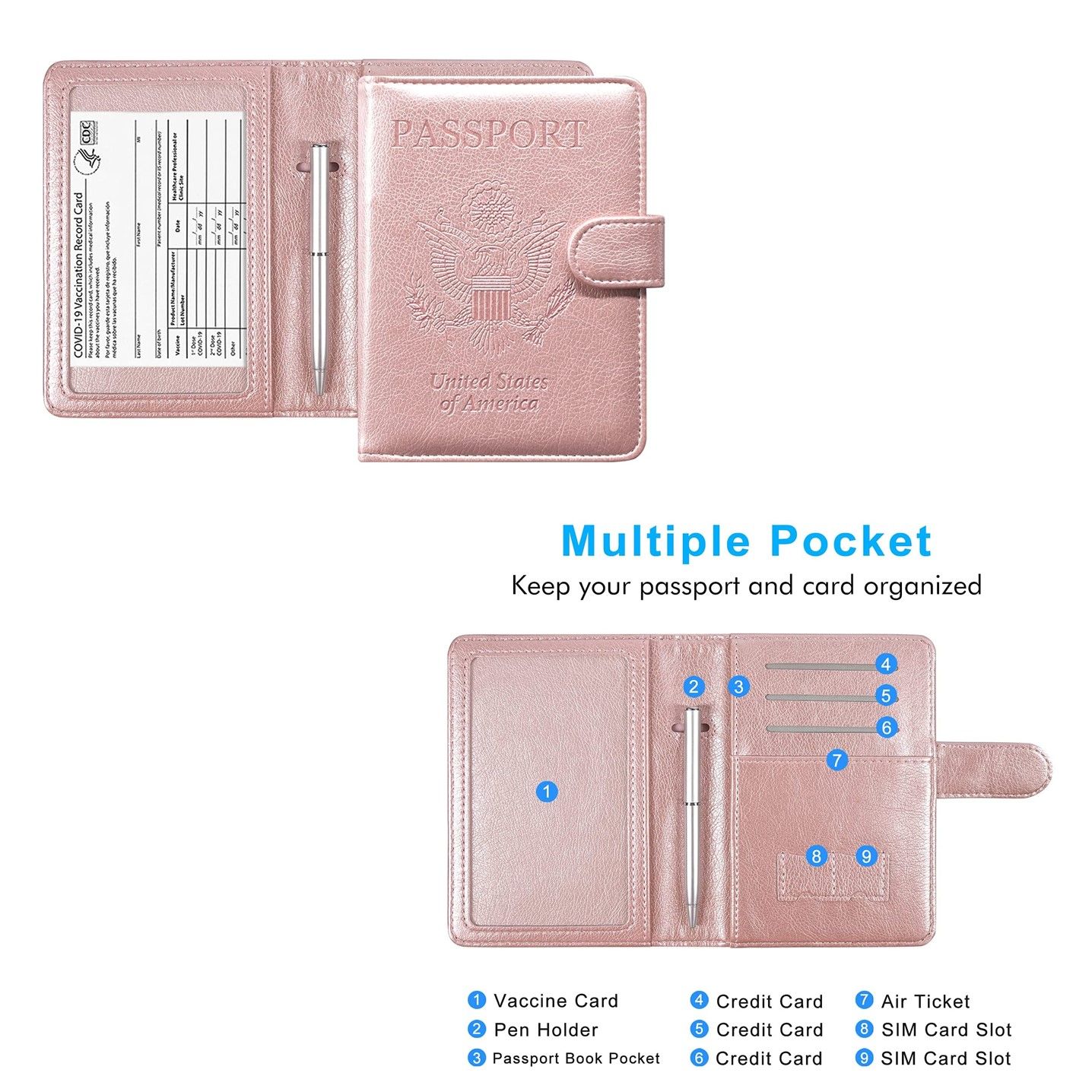 Passport Holder w/RFID Blocking Leather Wallet 2
