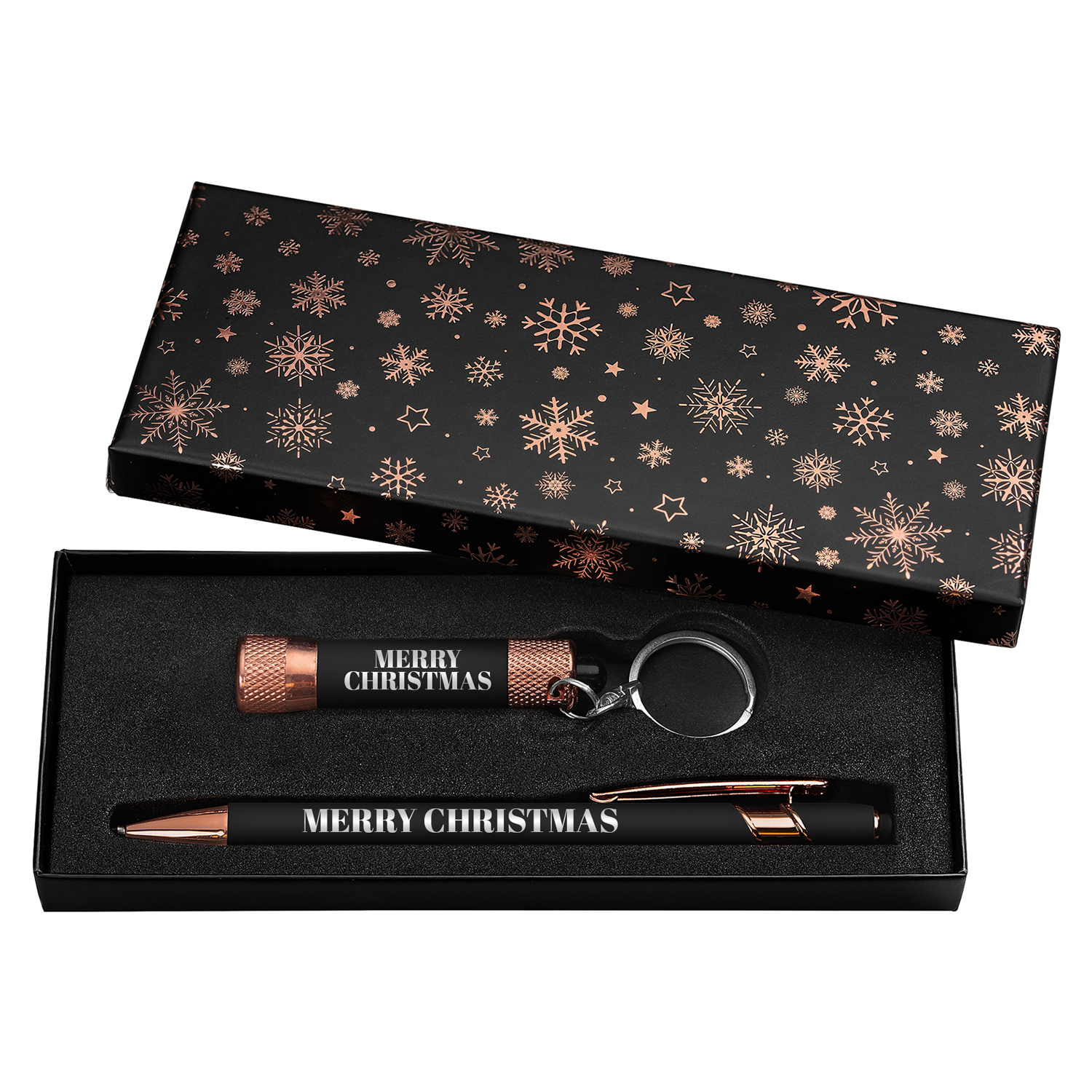 Vector Rose Gold Pen with Flashlight Gift Box Set (Snowflakes) 2
