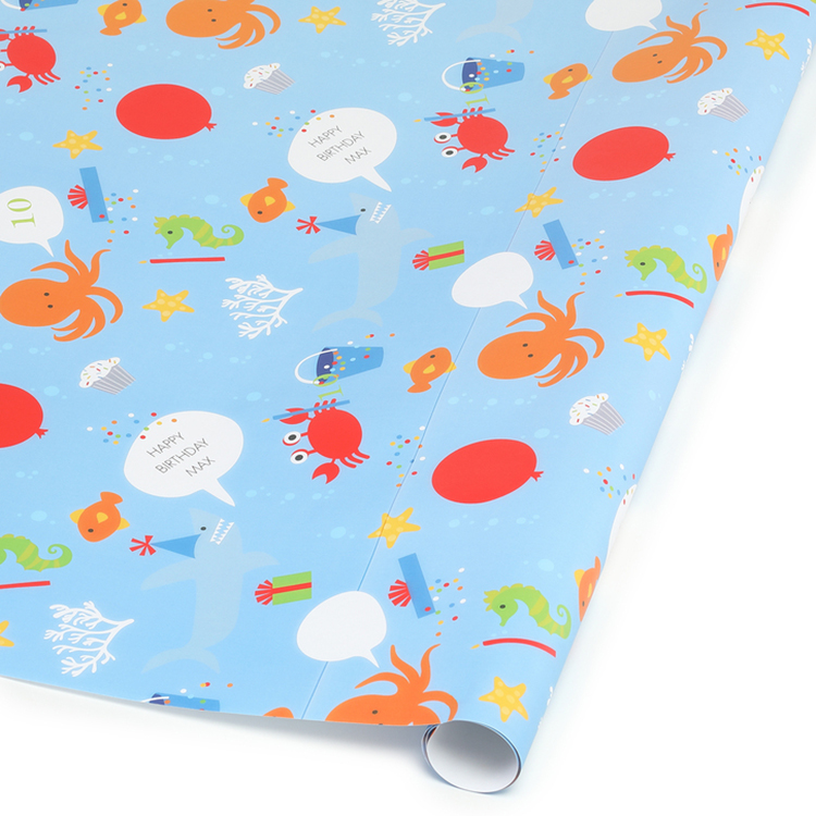 Sea Creatures Personalized Wrapping Paper Roll 3