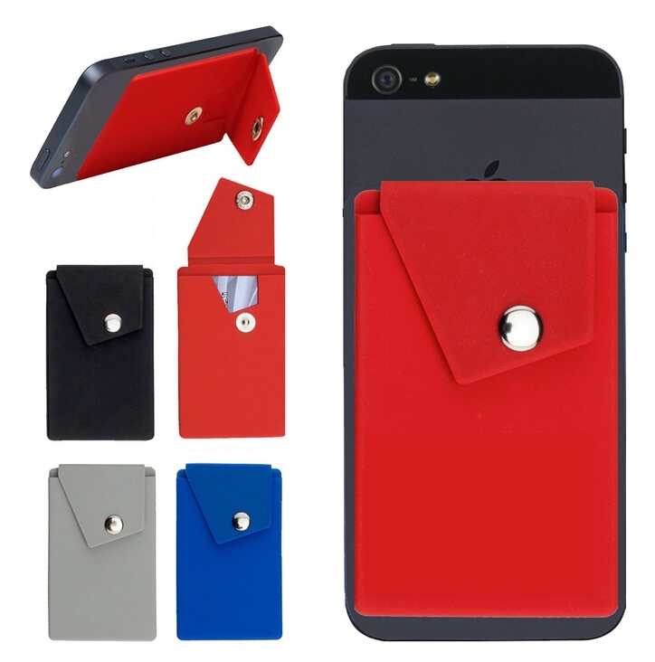 Adhesive Silicone Phone Wallet w/ Snap Closure 5