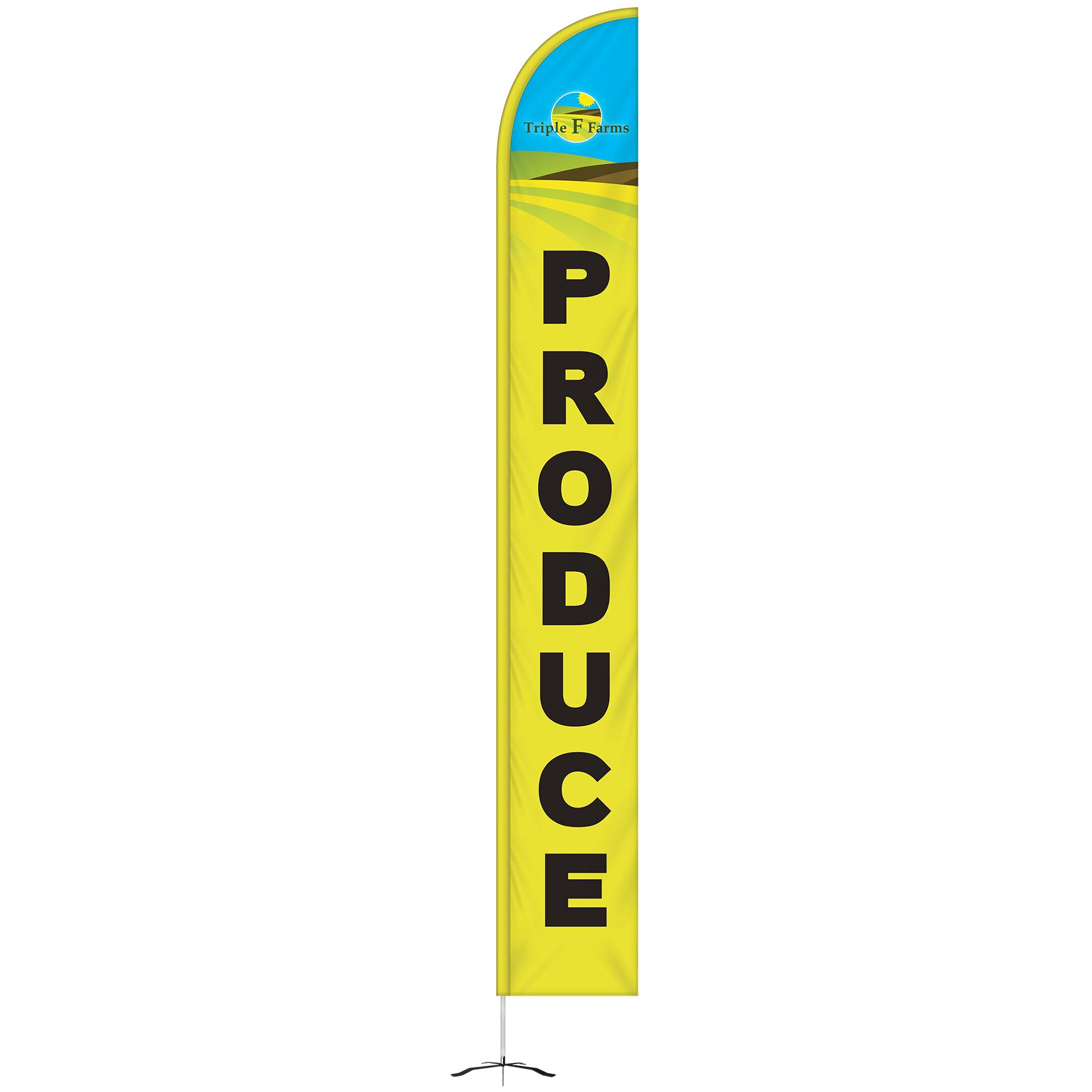 15' Double Sided Half Drop Banner w/ Premium Hardware & Cross Base 9