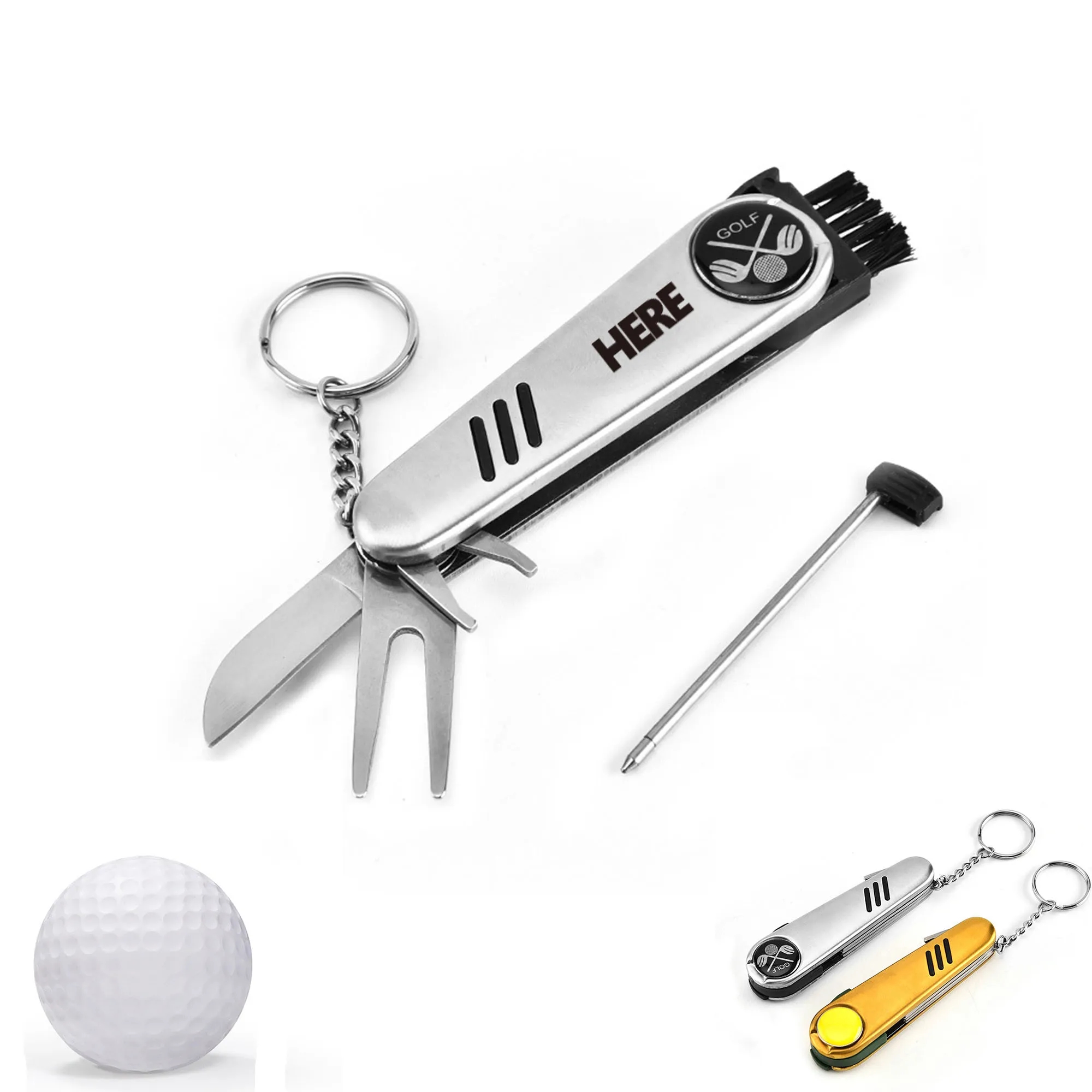 6 in 1 Golf Multifunctional Divot Knife Keychain