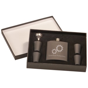 6 Oz. Flask Set In Black Presentation Box 2