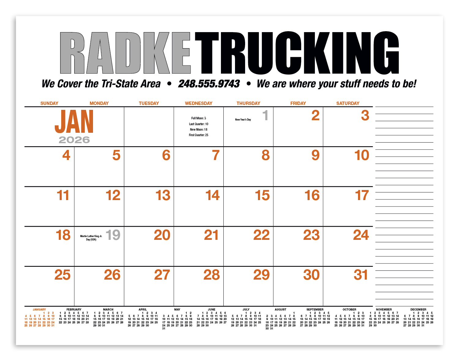 HotLine® Products 13-Month Desk Pad Calendar 97