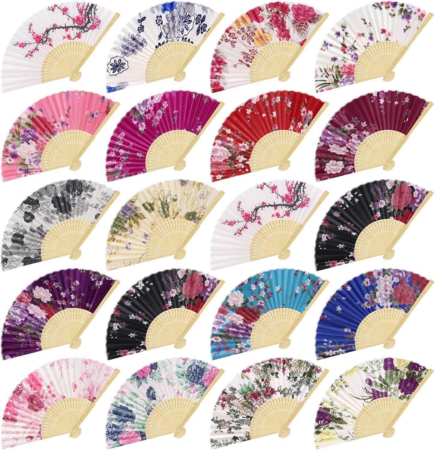 Fabric Bamboo Bone Folding Hand Fan 3