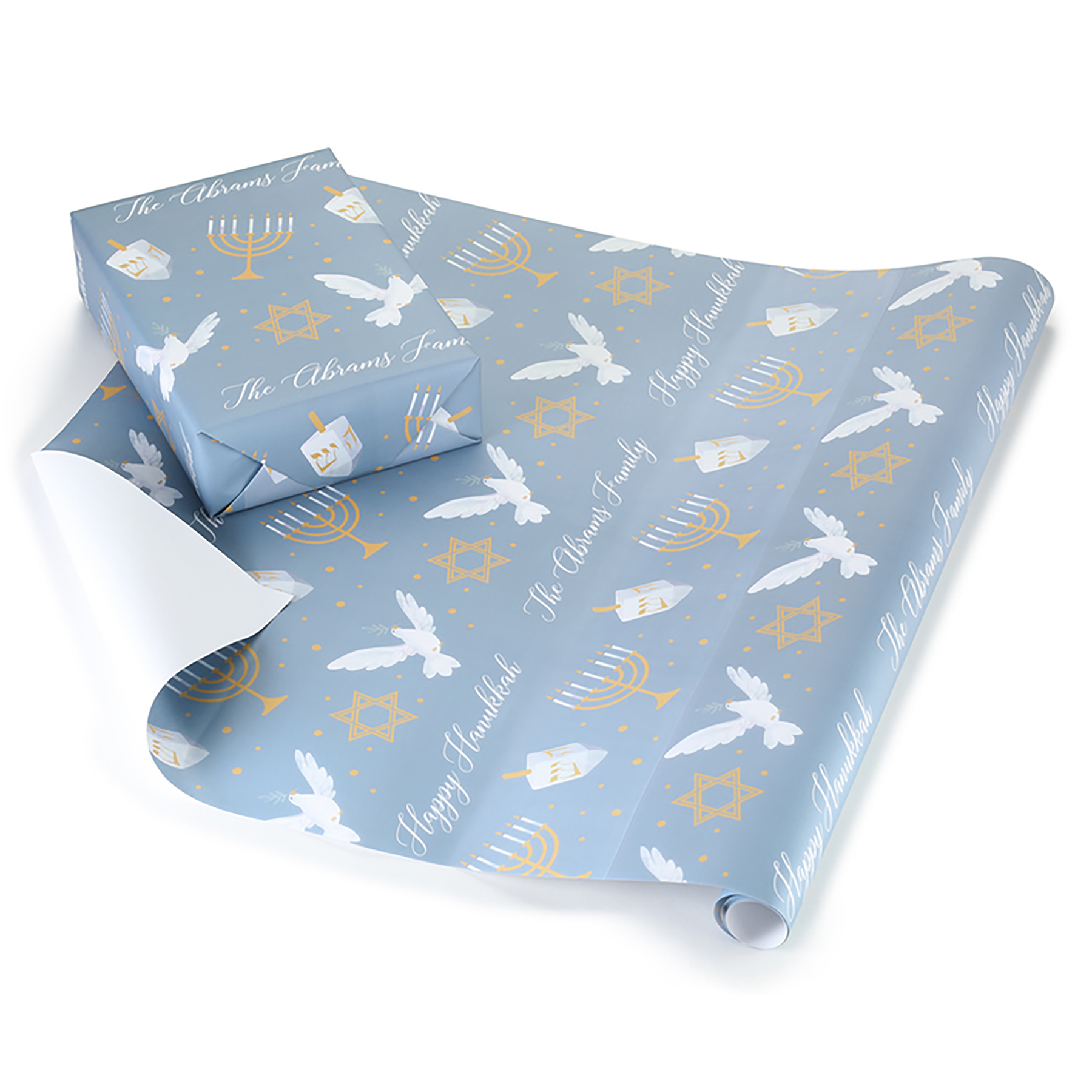 Symbols of Hanukkah Personalized Wrapping Paper Roll 6
