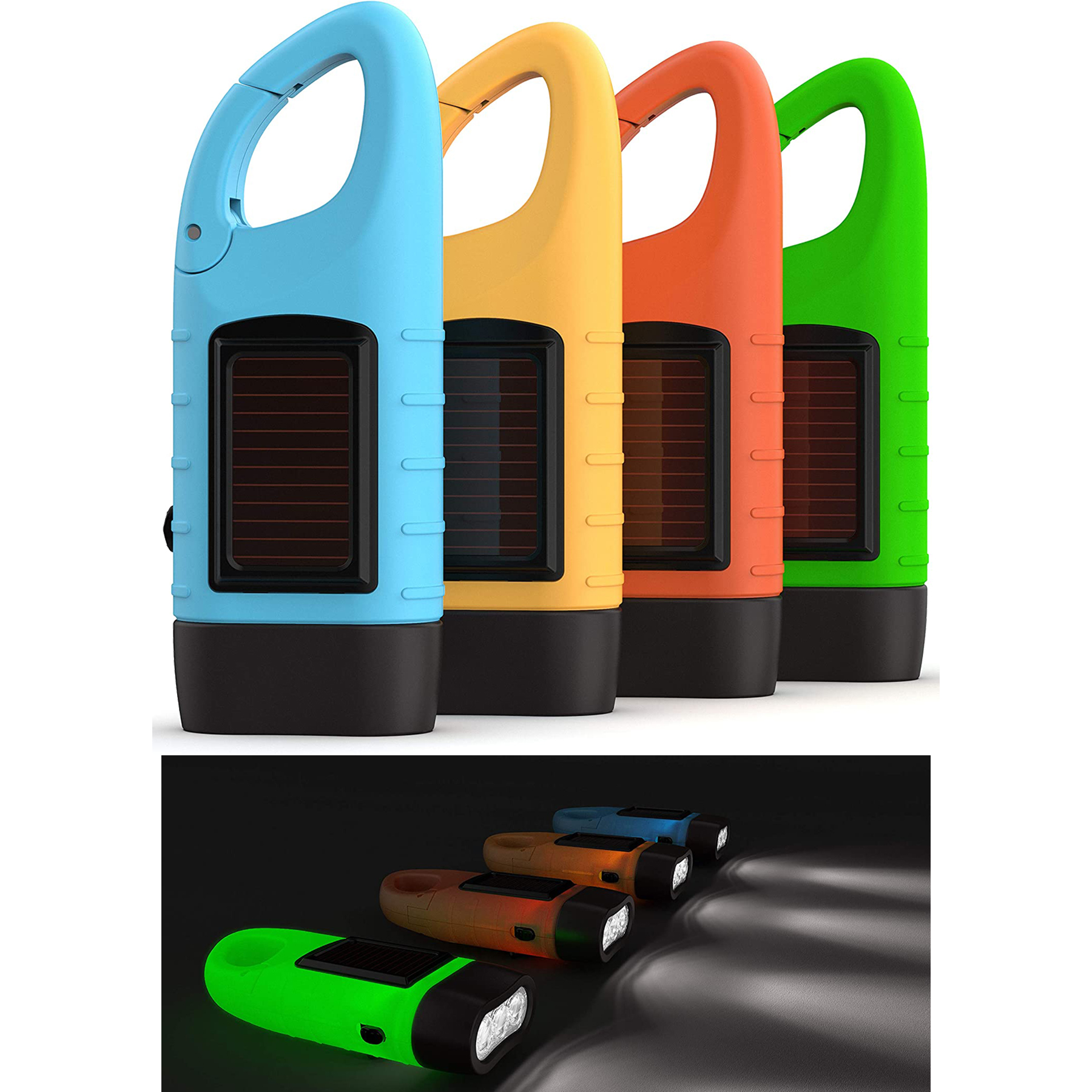 Rechargeable Flashlight with Solar Power and Hand Crank