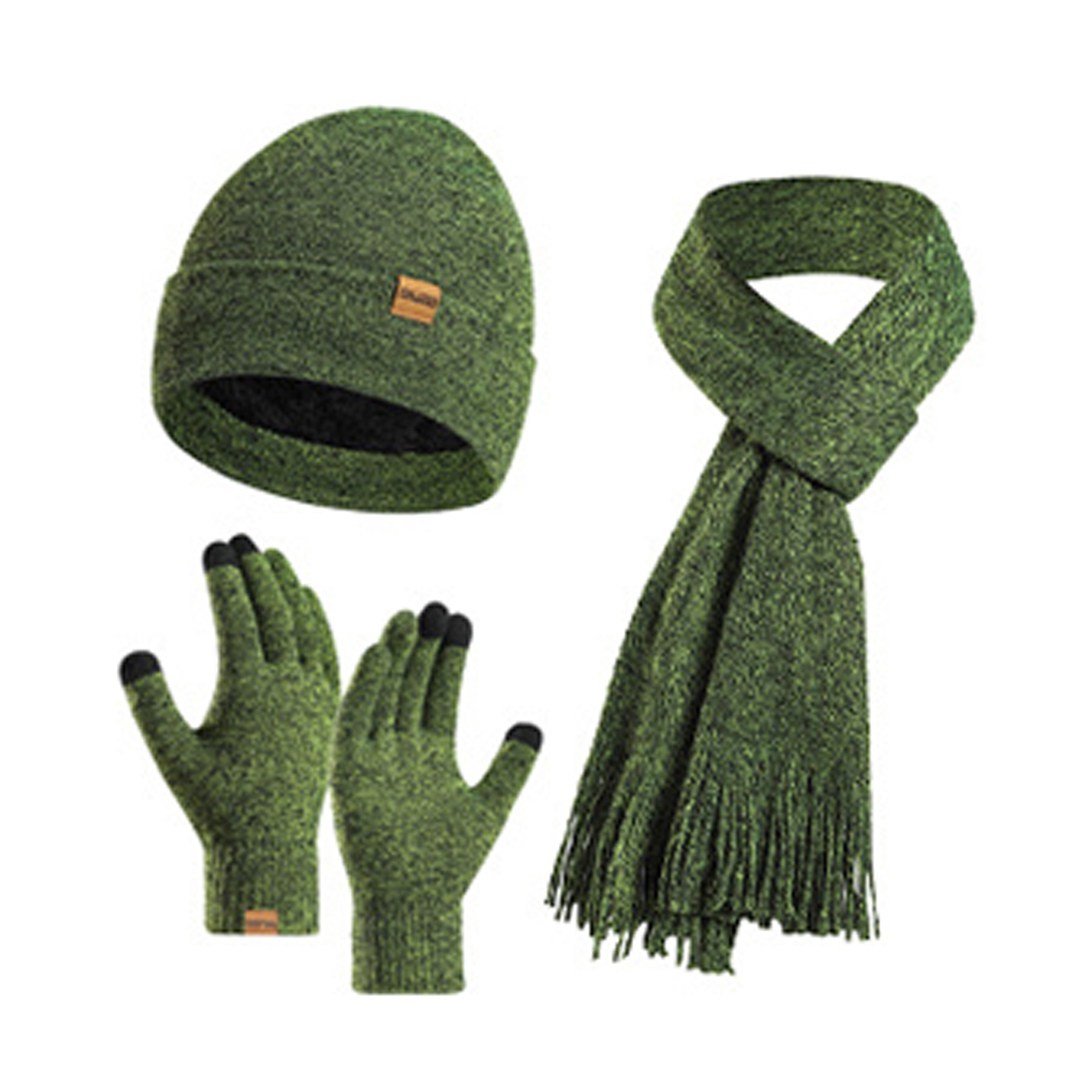 Beanie Hat Scarf Touch Screen Gloves Set 2