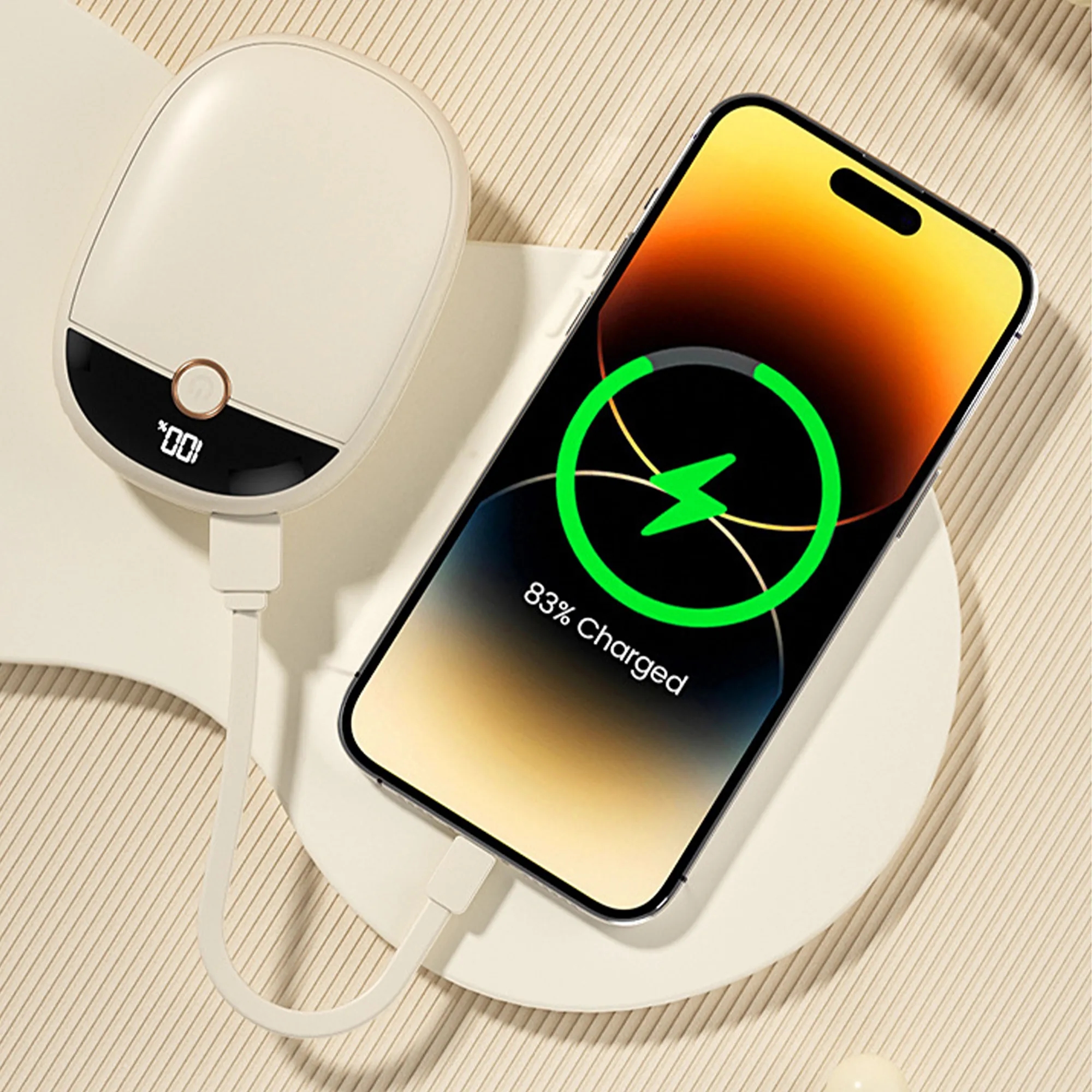 6000 mAh Digital Display Double-sided Heating Power Bank 2