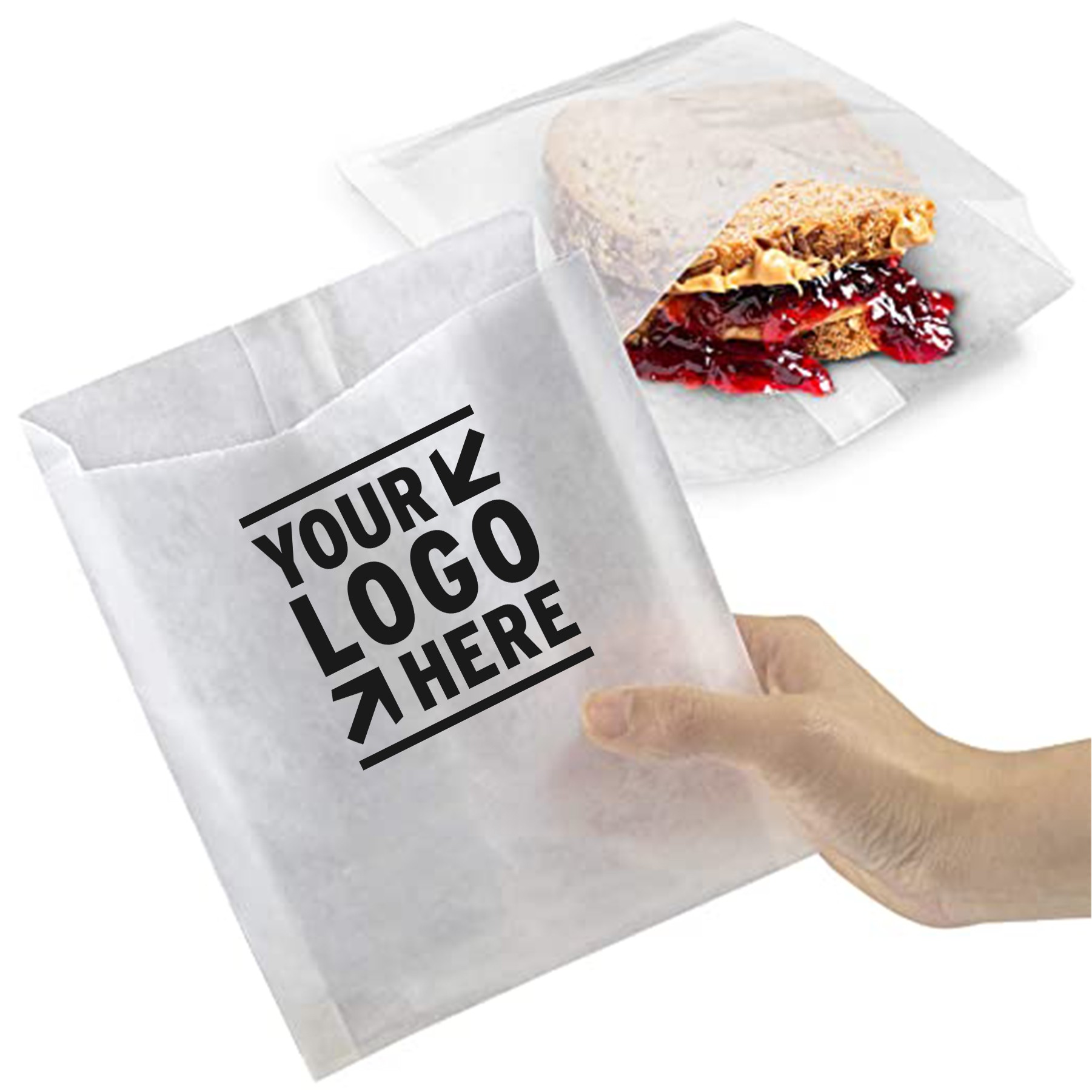 Plain 7 x 6 x 1" Glassine Wax Paper Sandwich Bag 2