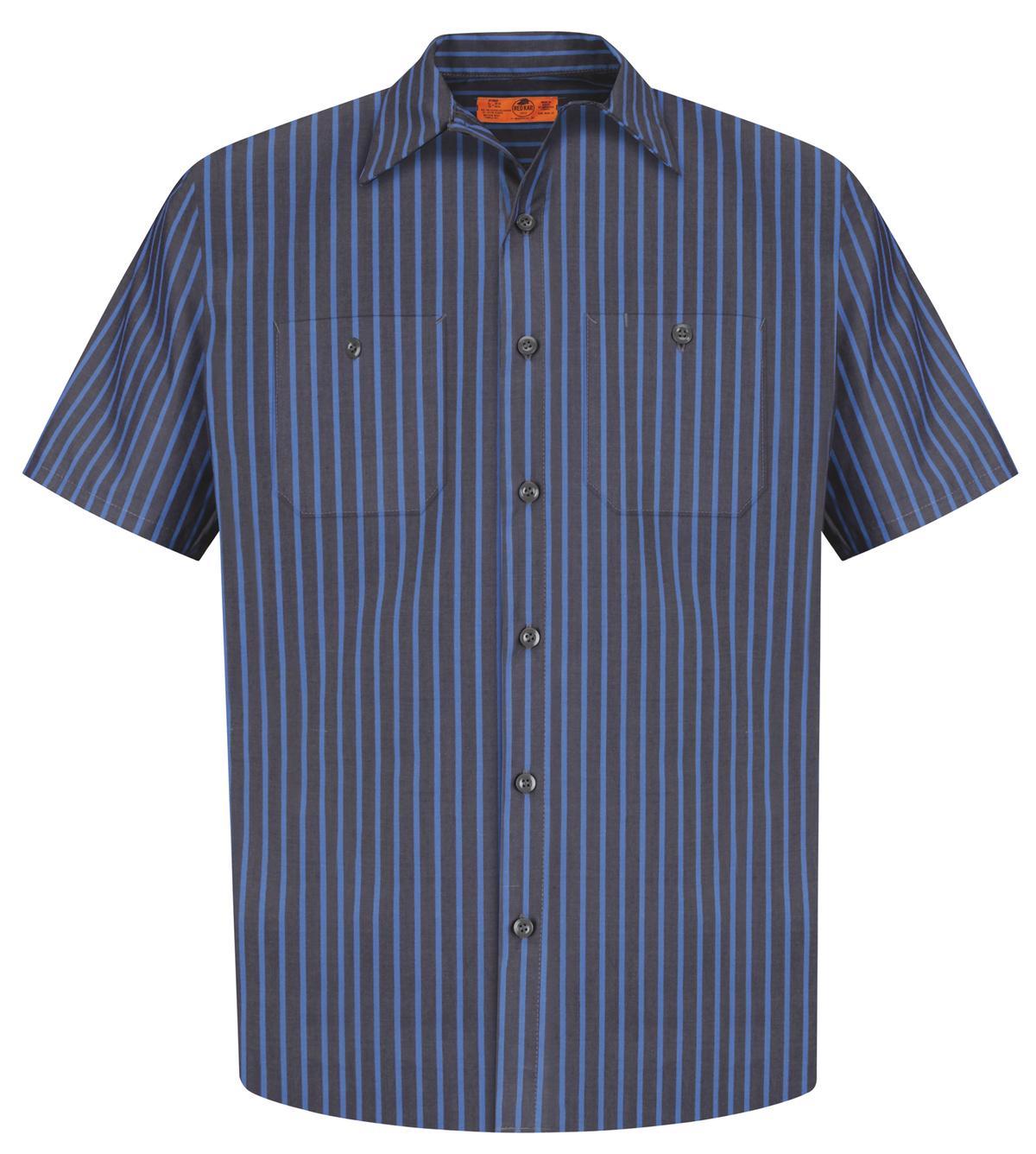 Red Kap Short Sleeve Striped Industrial Work Shirt. CS20 17