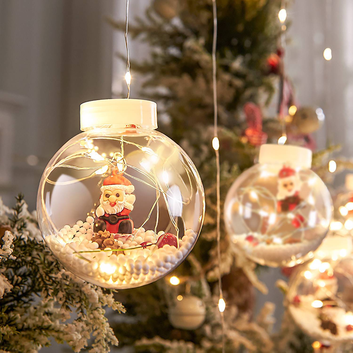 LED Santa Claus Snowman Wishing Ball Curtain Lights 4
