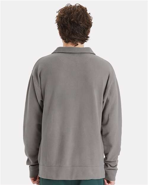 Unisex Garment-Dyed Polo Collar Sweatshirt - GDH490 42