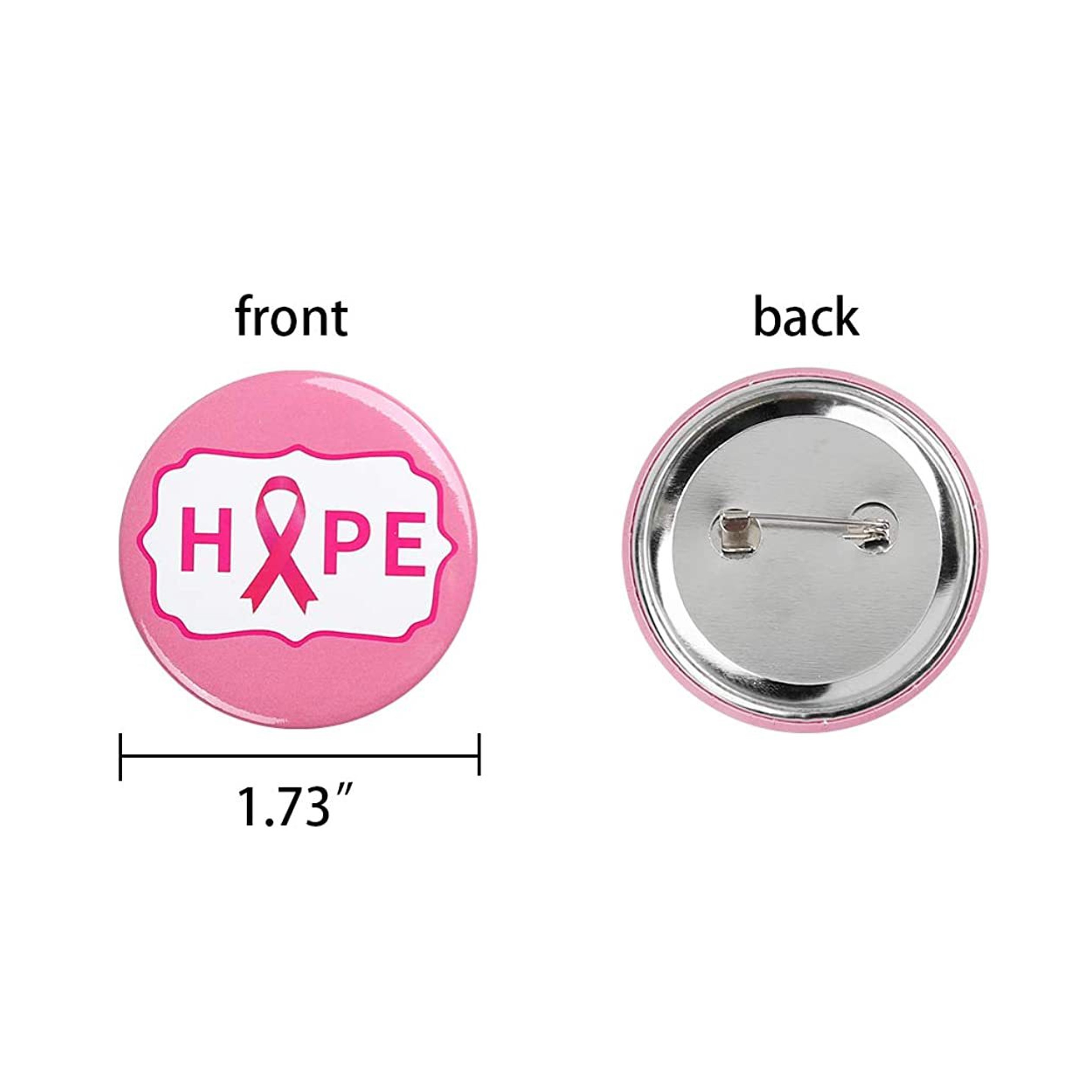 Pink Ribbon Round Button Pin (direct import) 5