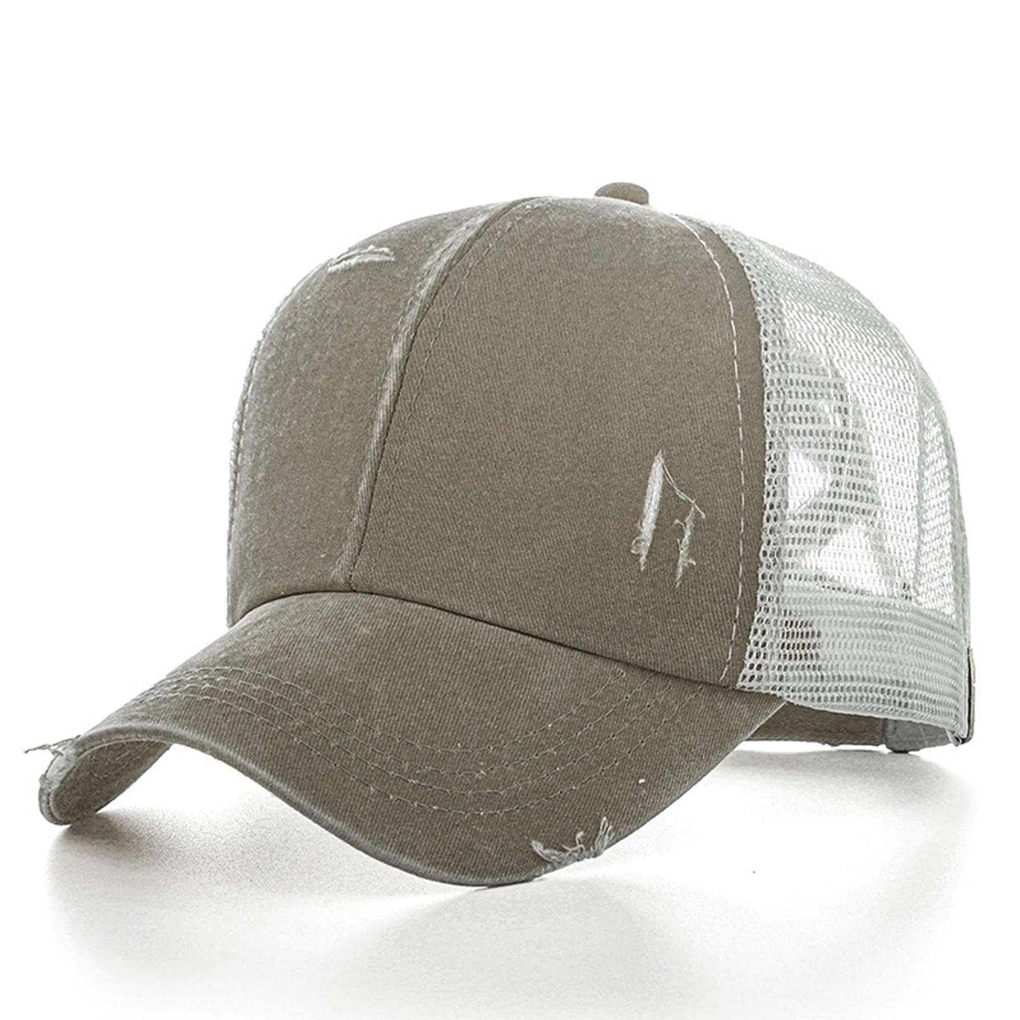 Washed Ponytail Cap w/ Mesh 11