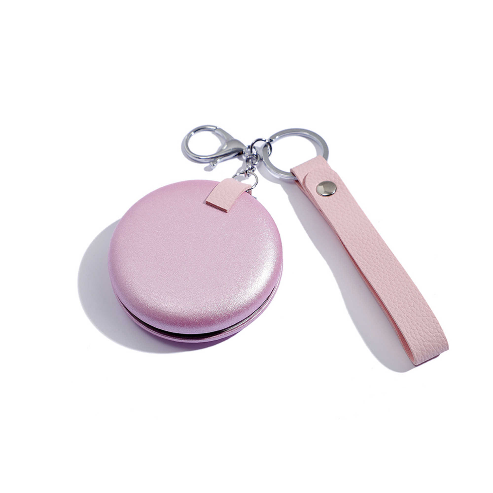 Round Folding Makeup Mirror With PU Lanyard 3