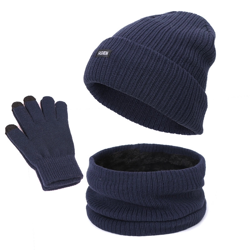 3 Piece Winter Beanie Hat Touchscreen Gloves Scarf Warm Set 7