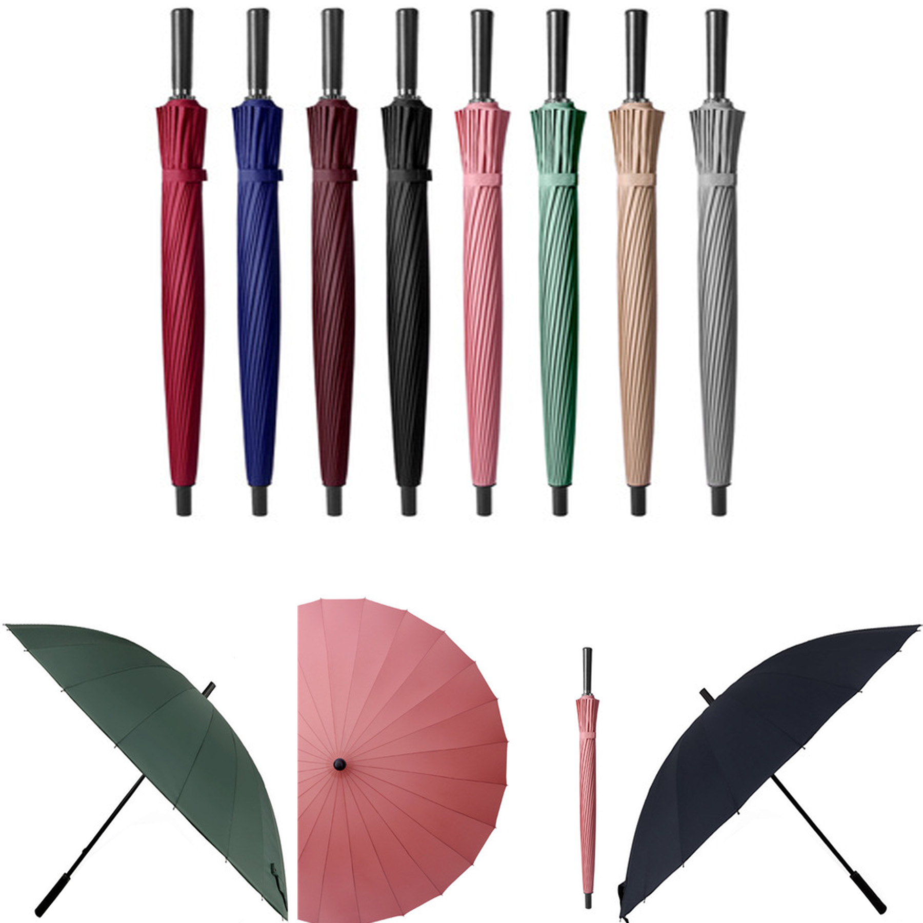 24 Ribs Long Handle Umbrella 2